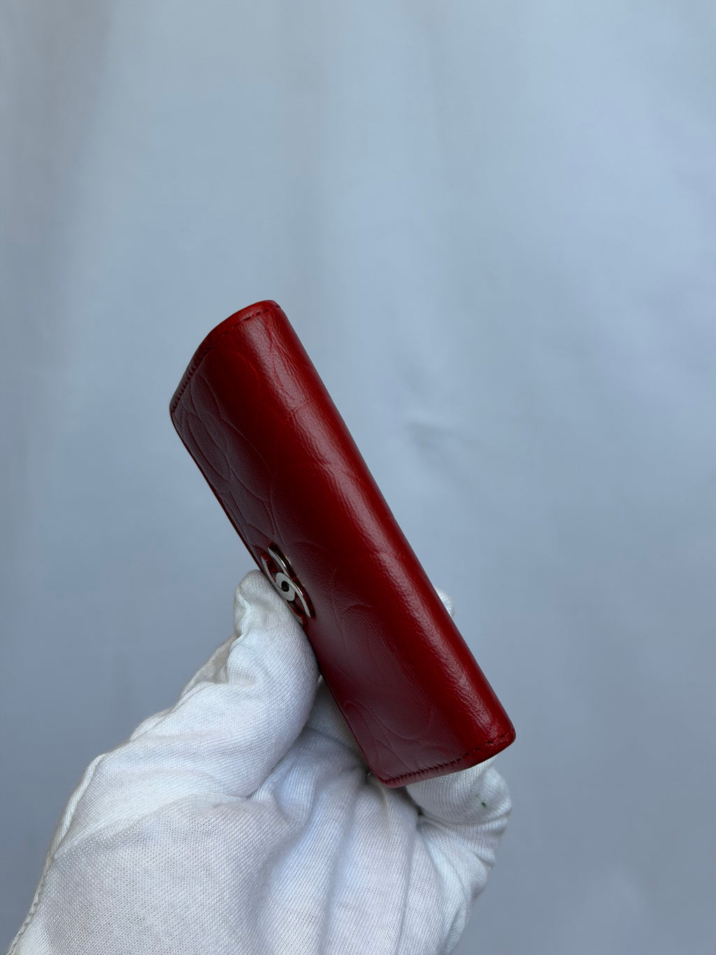 Chanel Red and Silver 6 Key Holder Wallet