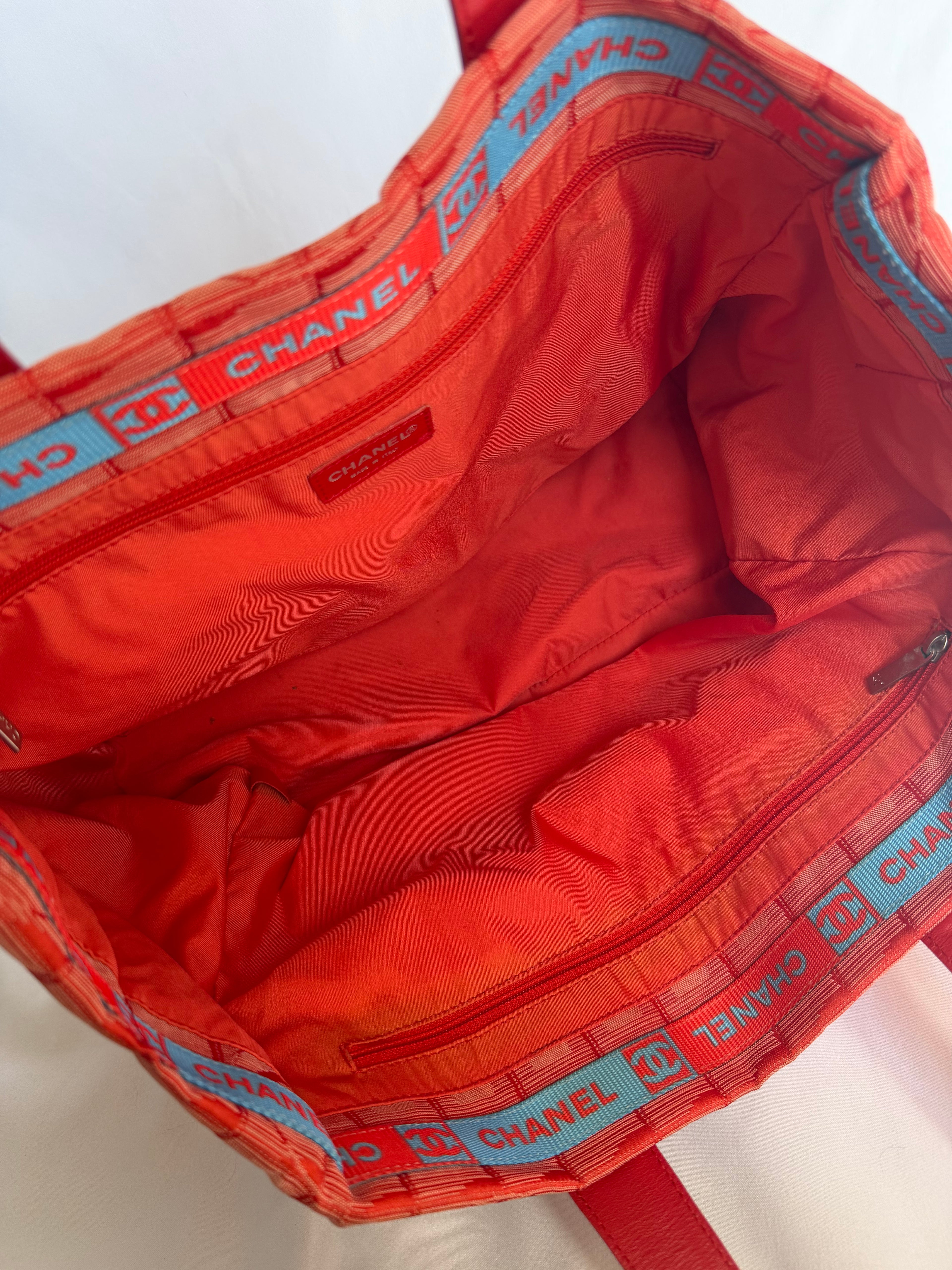 Chanel Travel Line Tote MM in Red Coral