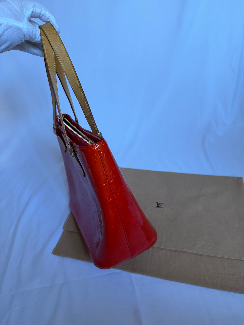 Louis Vuitton Houston in Red Vernis Leather