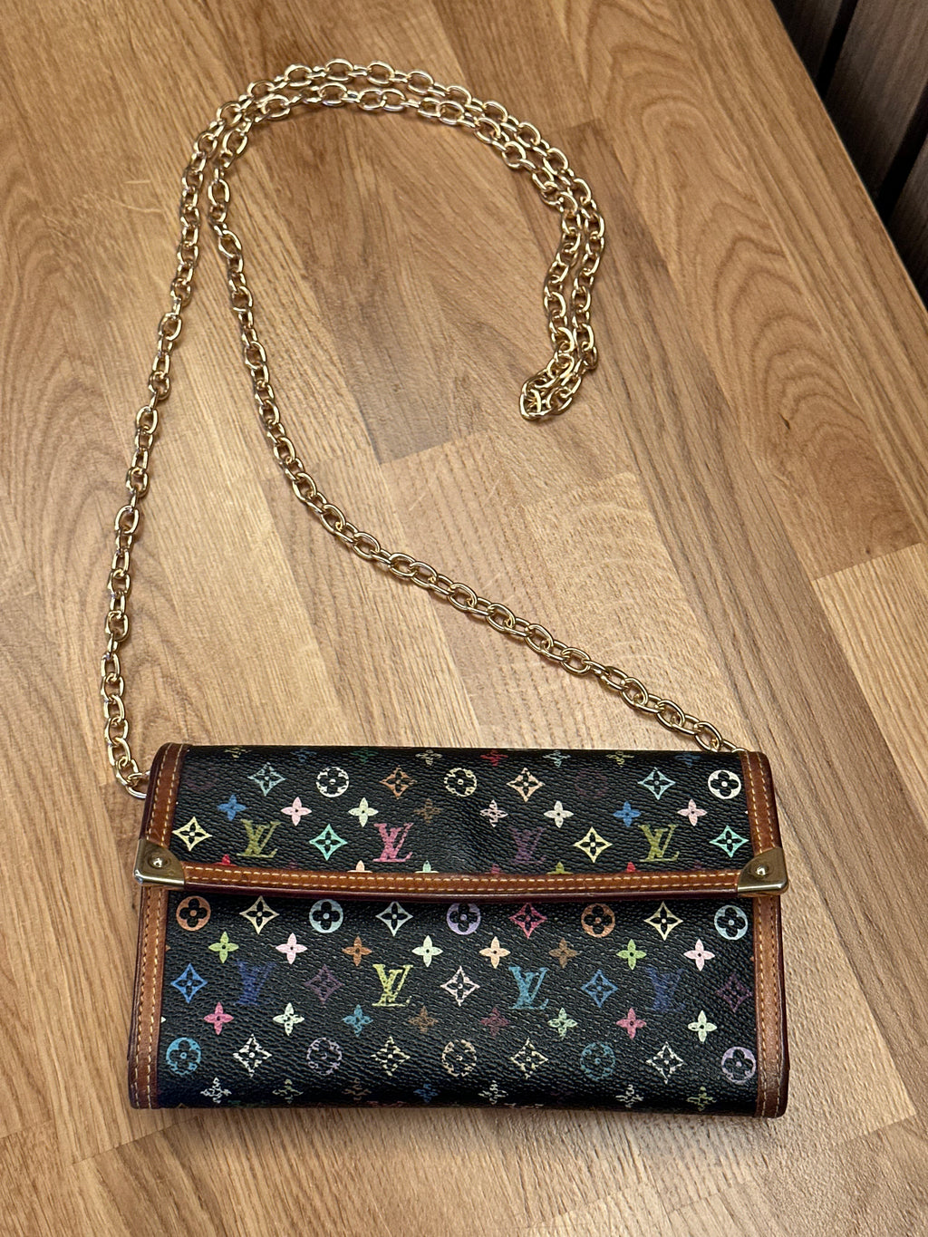 Louis Vuitton X Takashi Murakami Trifold Wallet with Unbranded Chains and Insert