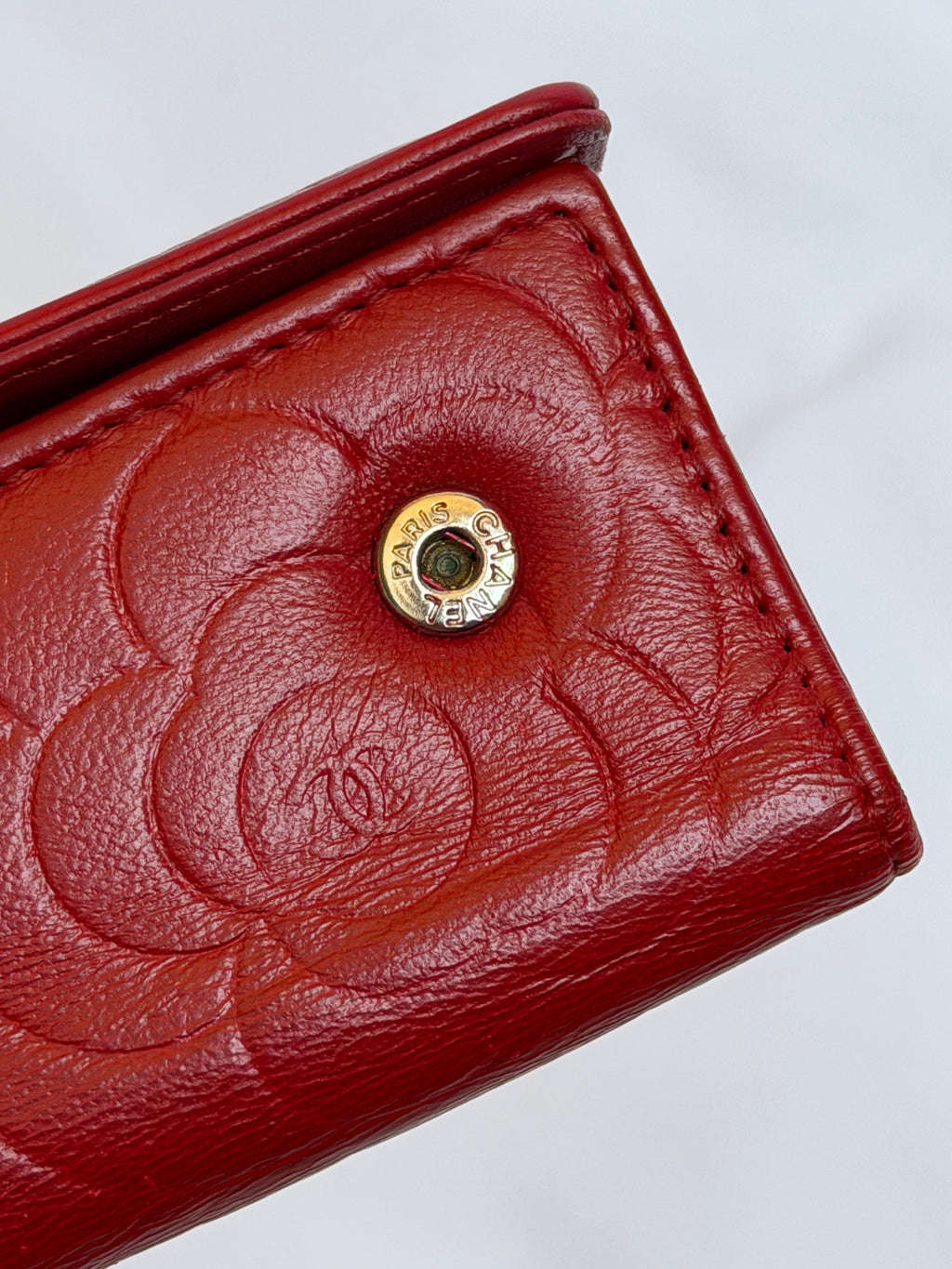 Chanel Red and Silver 6 Key Holder Wallet