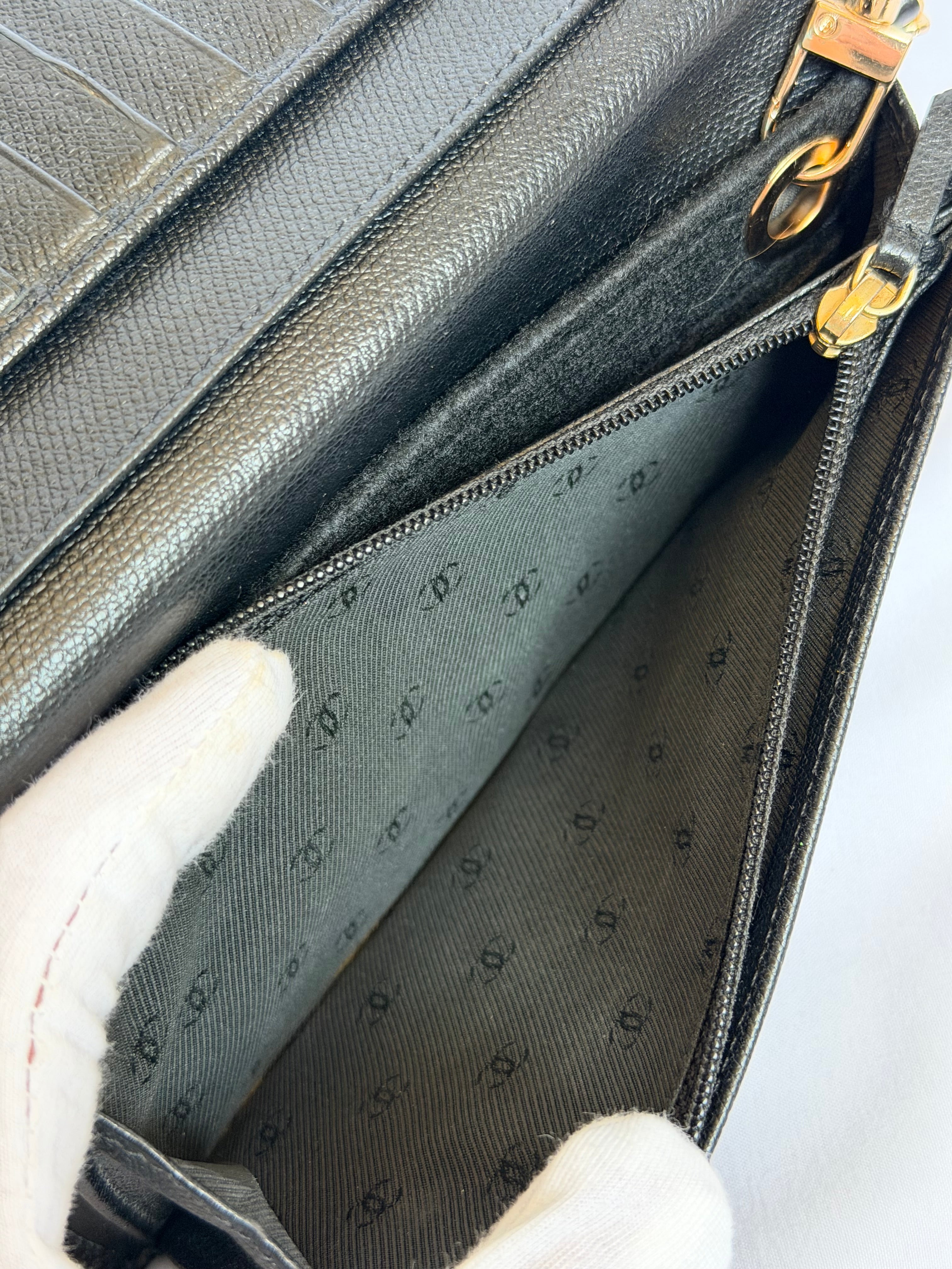 Chanel Wallet on Chain WOC in Black Leather with Gold Logo