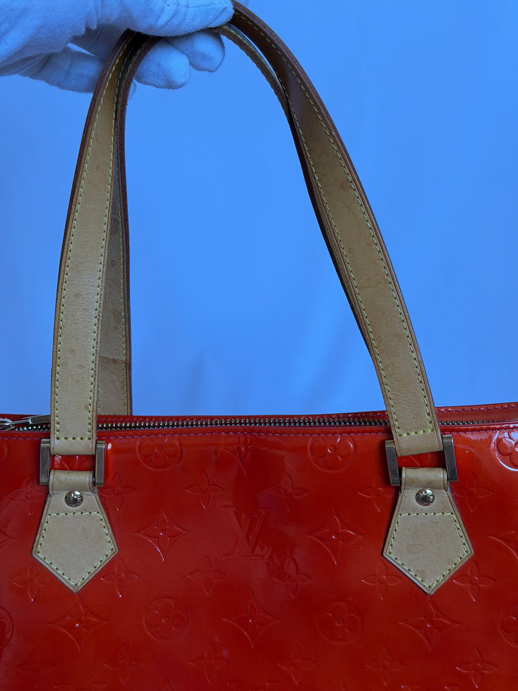 Louis Vuitton Houston in Red Vernis Leather