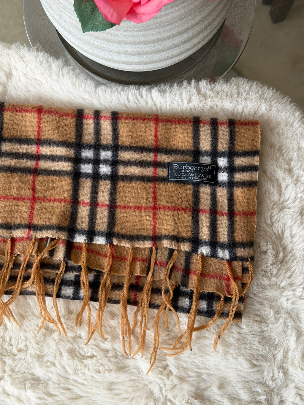 Burberry Classic Lambswool Scarf in Camel Nova Check