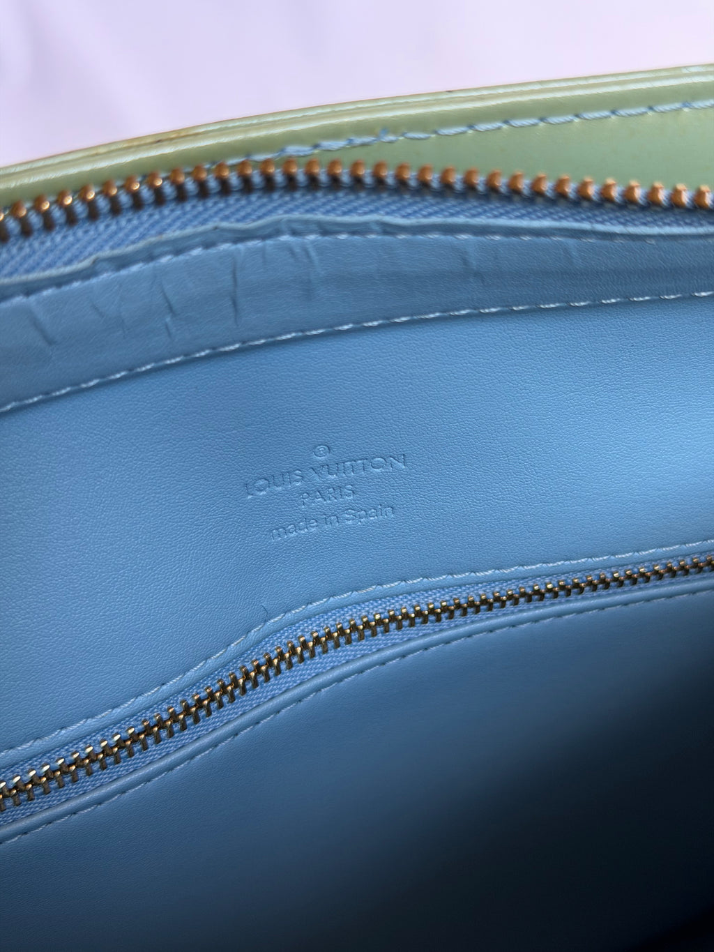 Louis Vuitton Houston in Mint/ Turquoise Vernis Leather