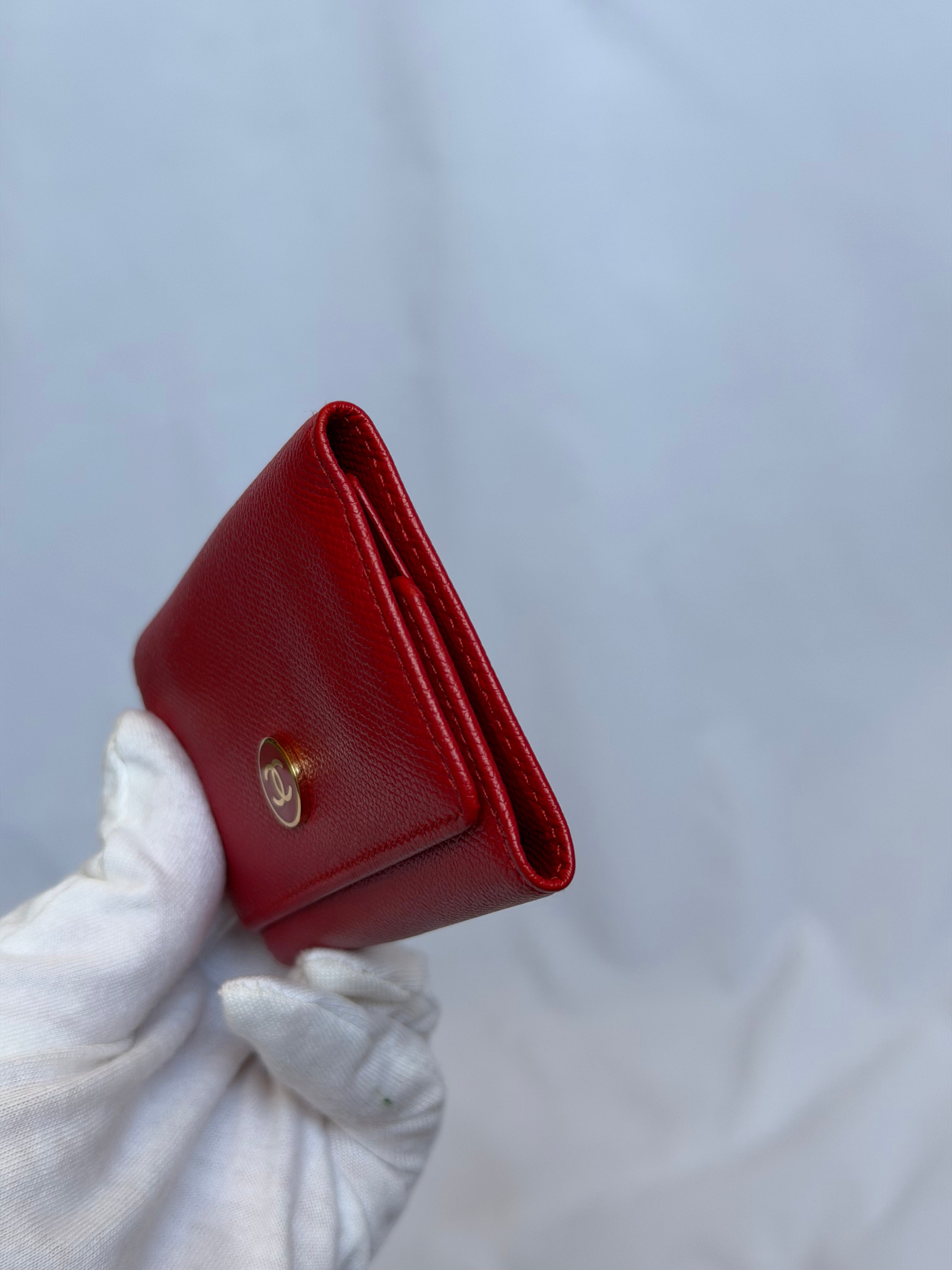 Chanel Red and Gold Leather 6 Key Holder Wallet