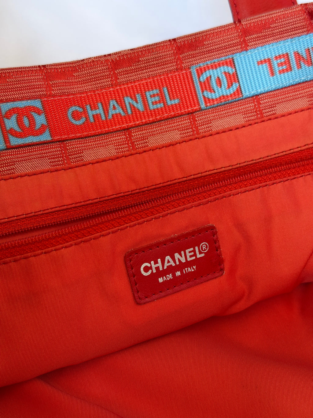 Chanel Travel Line Tote MM in Red Coral
