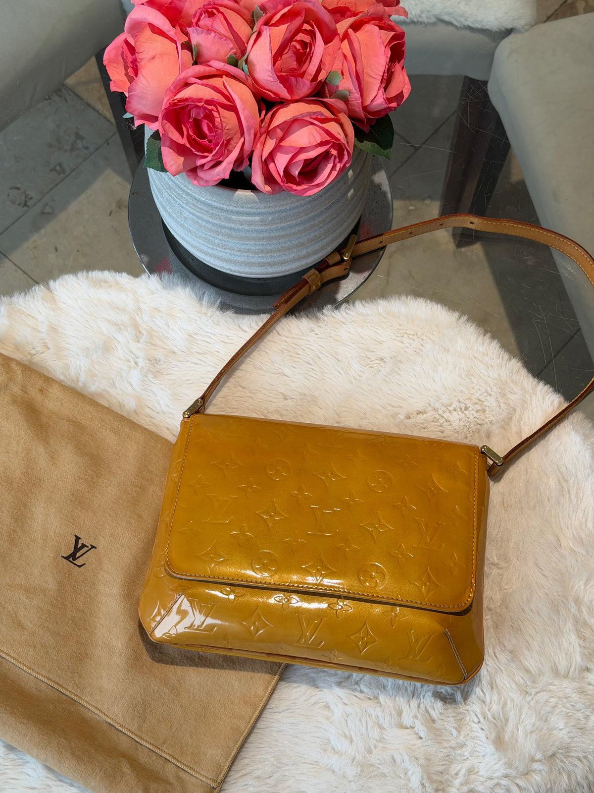 Louis Vuitton Thompson Street in Yellow Vernis Leather
