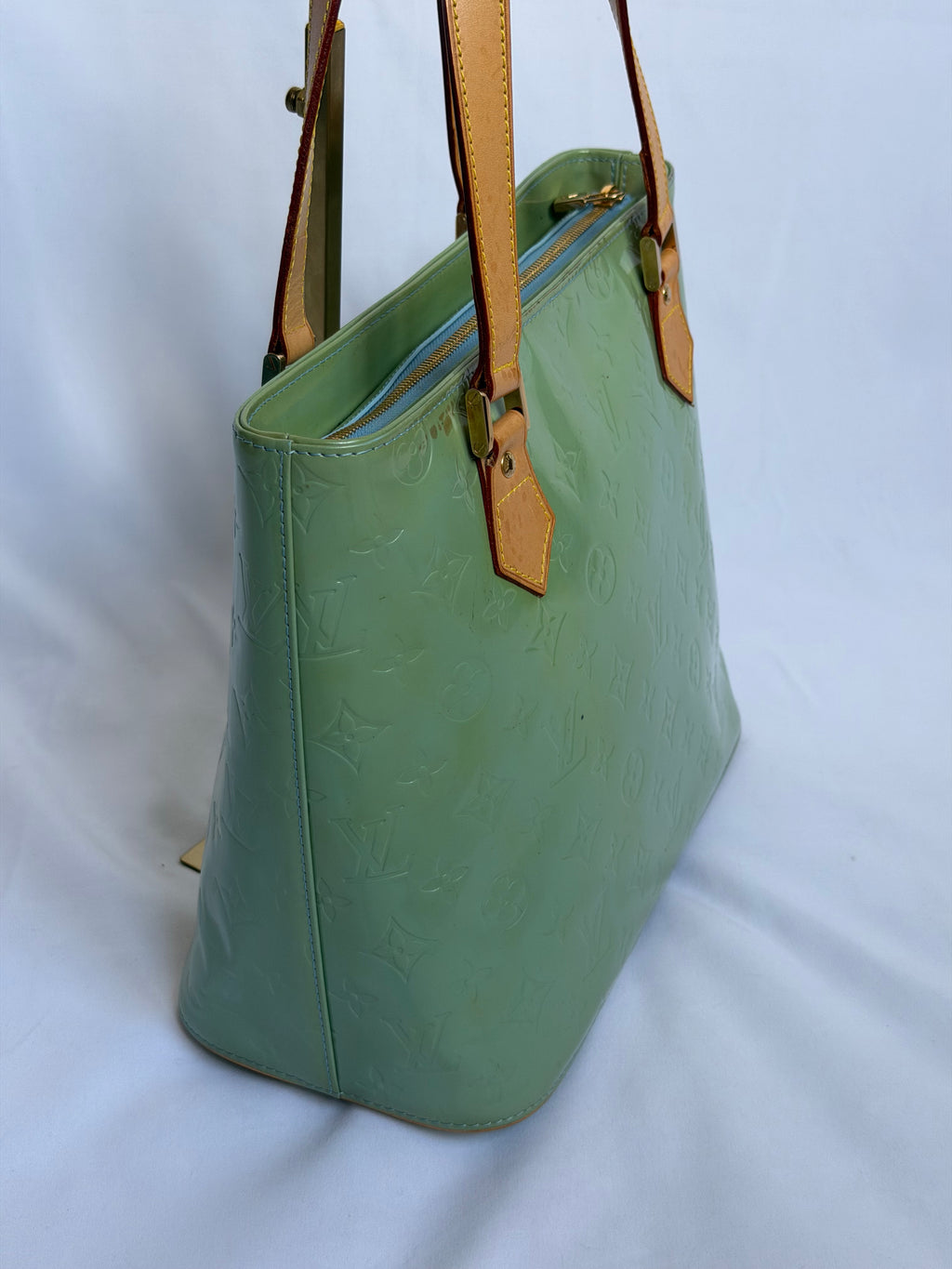 Louis Vuitton Houston in Mint/ Turquoise Vernis Leather