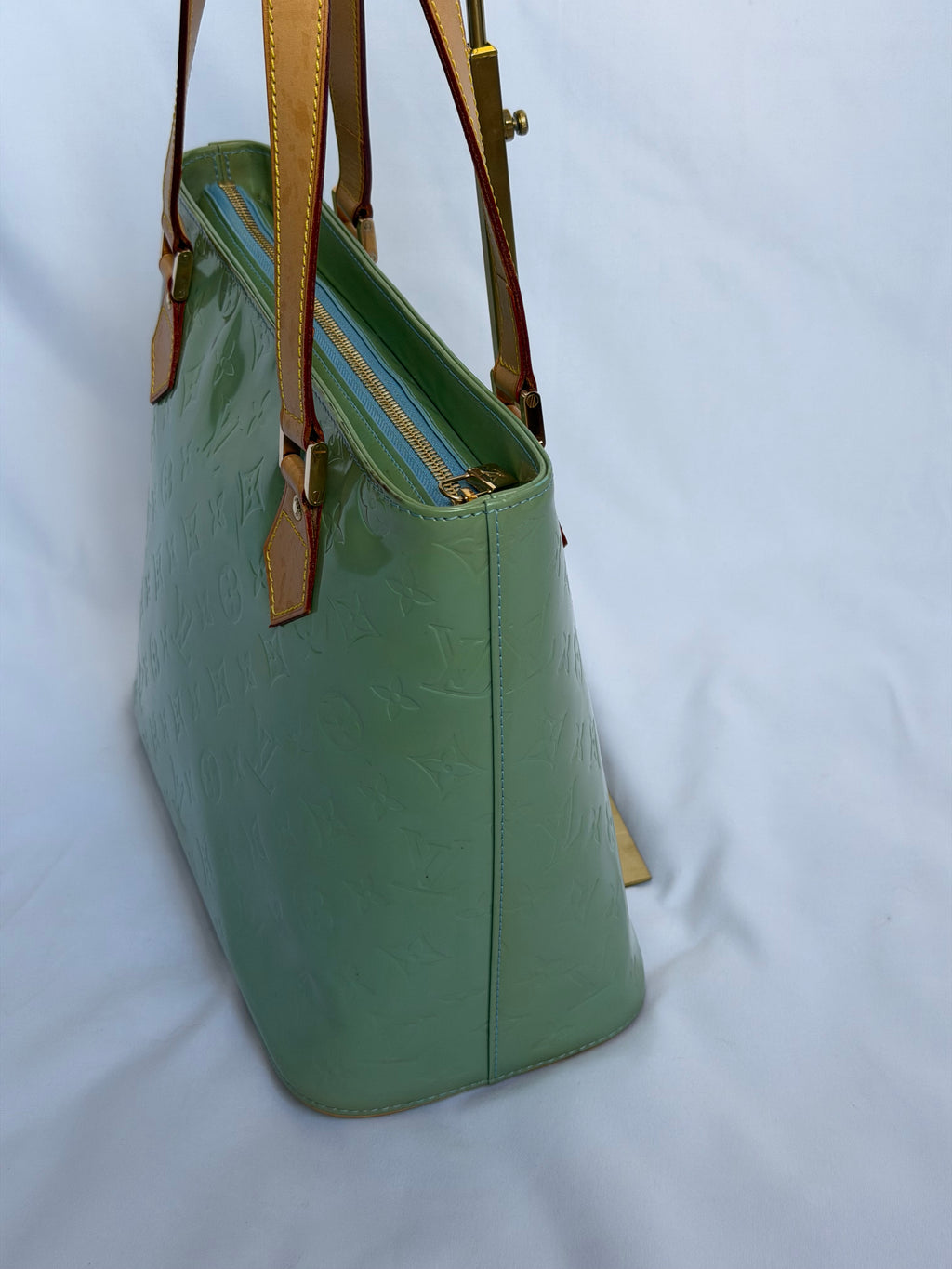Louis Vuitton Houston in Mint/ Turquoise Vernis Leather