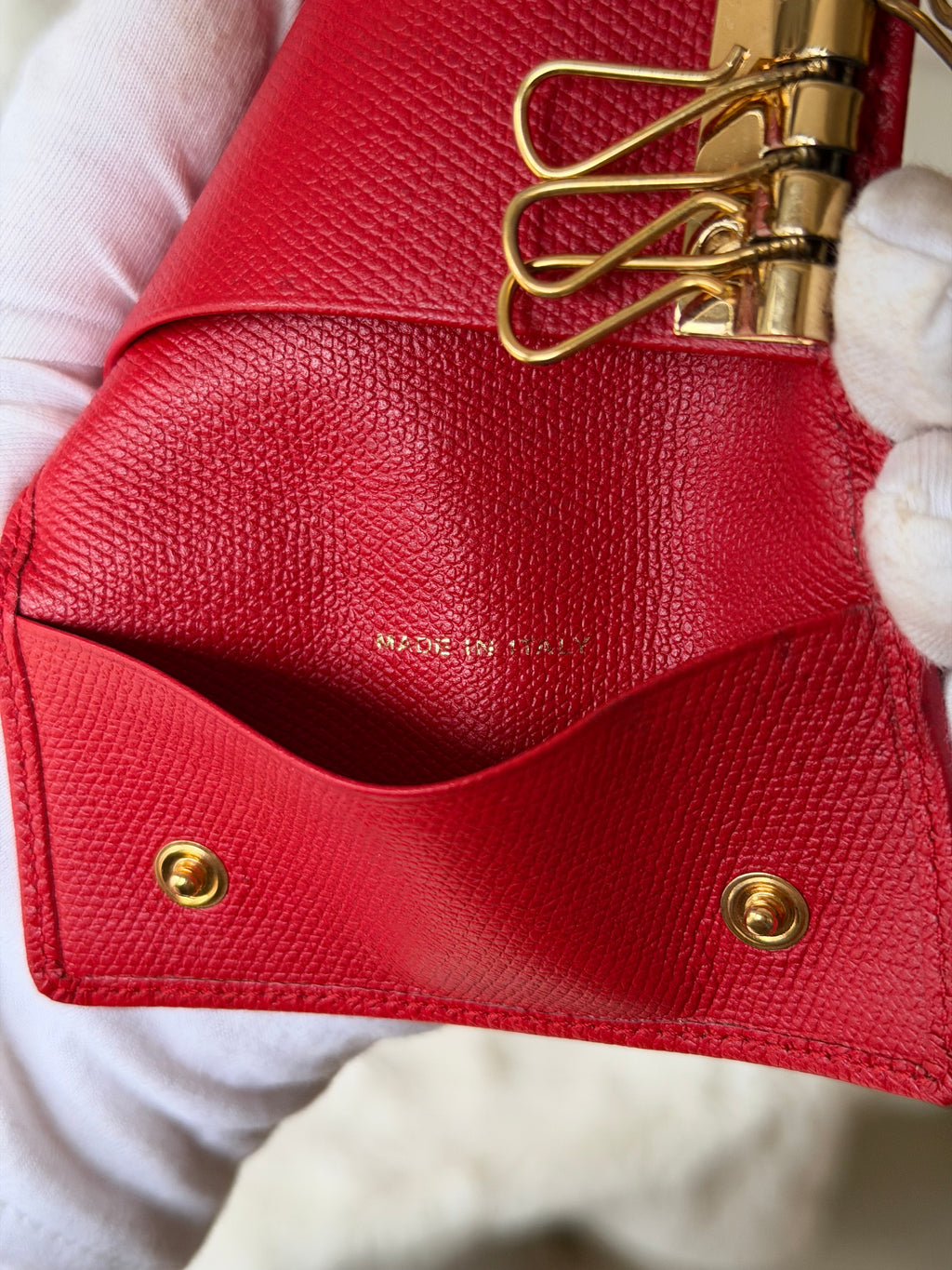 Chanel Red and Gold Leather 6 Key Holder Wallet