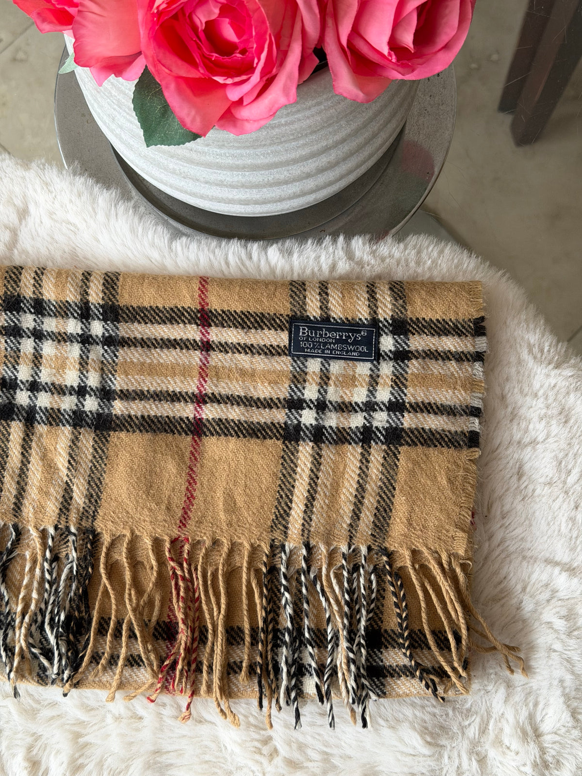 Burberry Classic Lambswool Scarf in Camel Nova Check