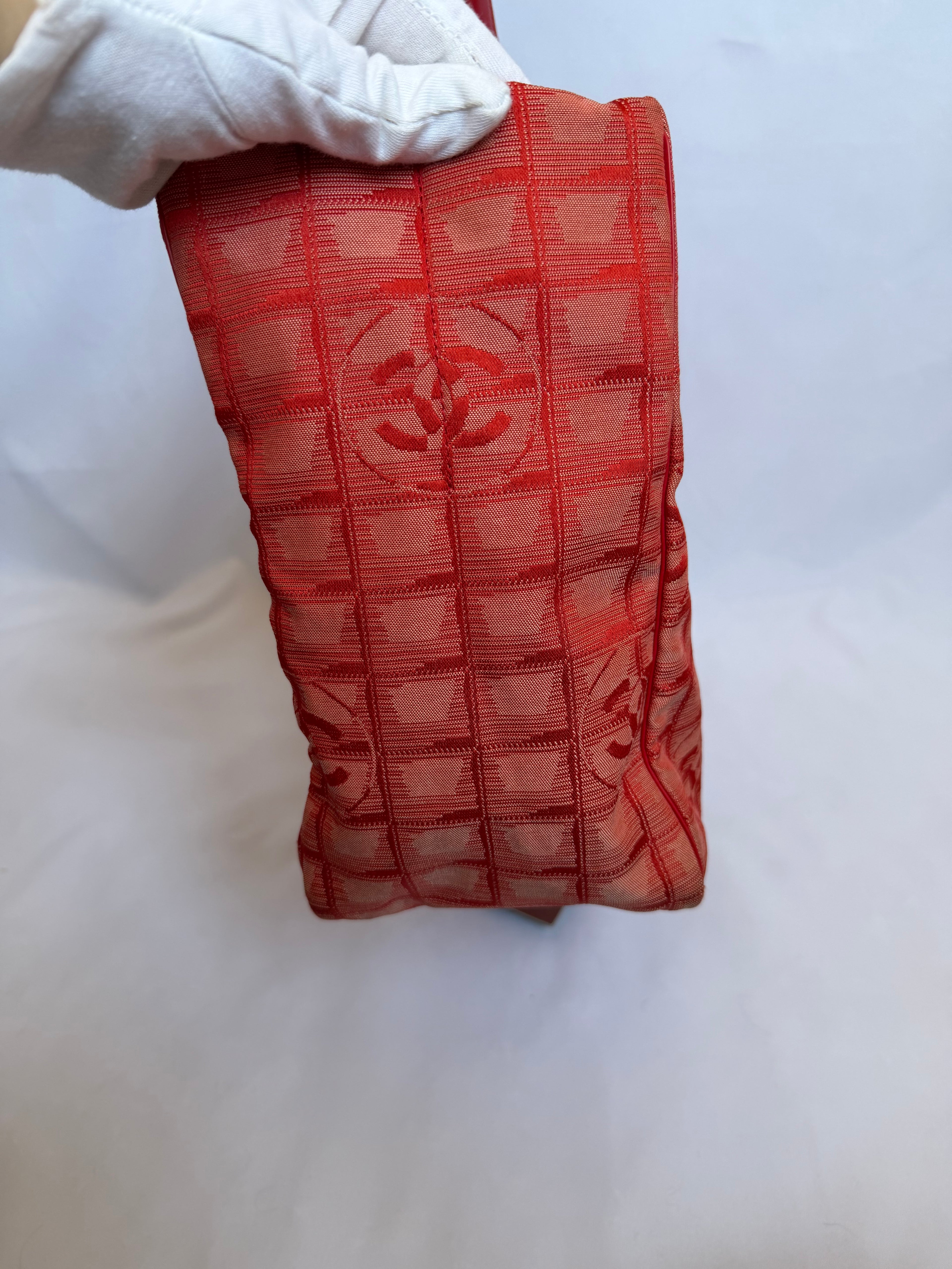 Chanel Travel Line Tote MM in Red Coral