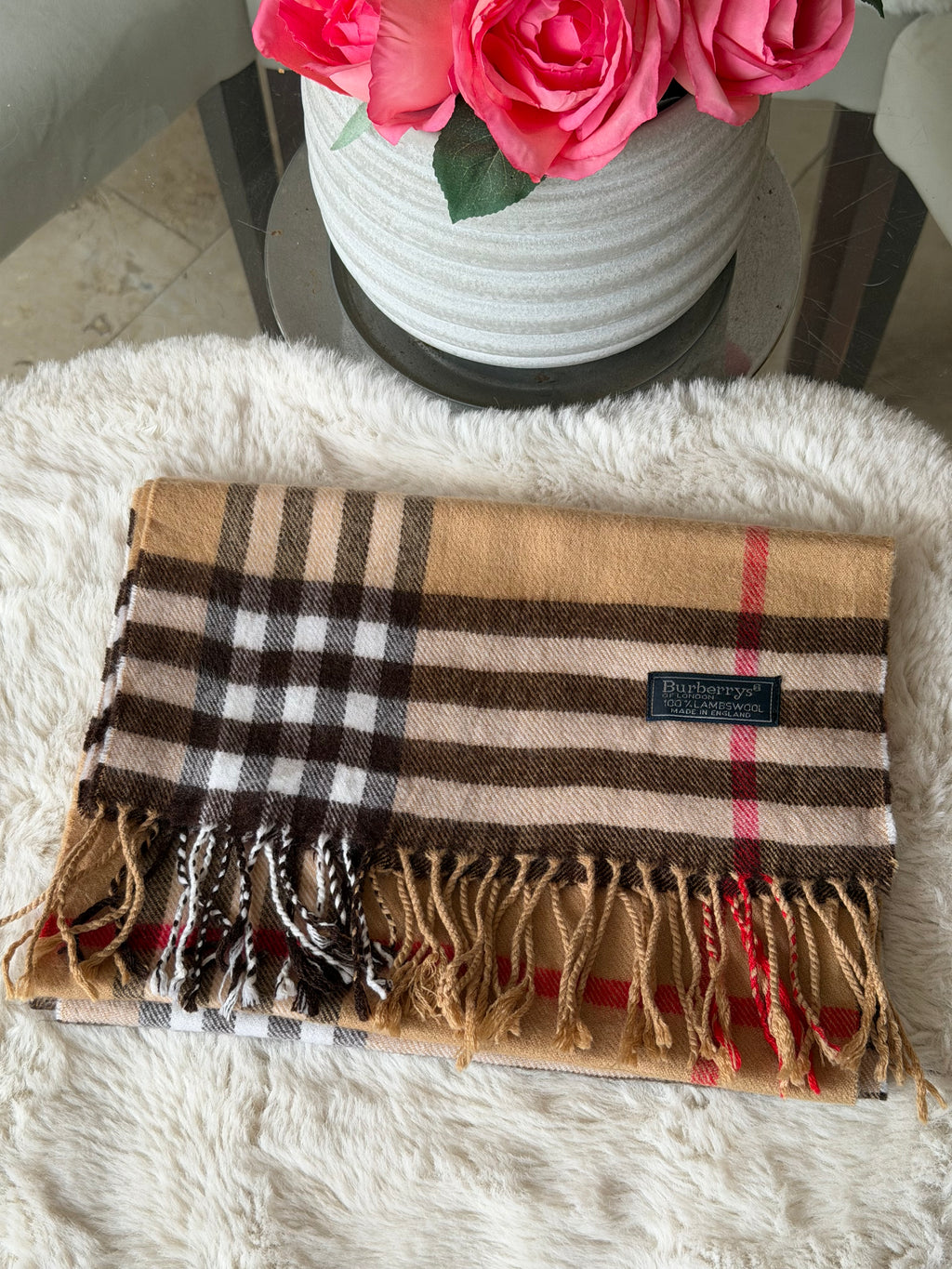 Burberry Classic Lambswool Scarf in Camel Nova Check