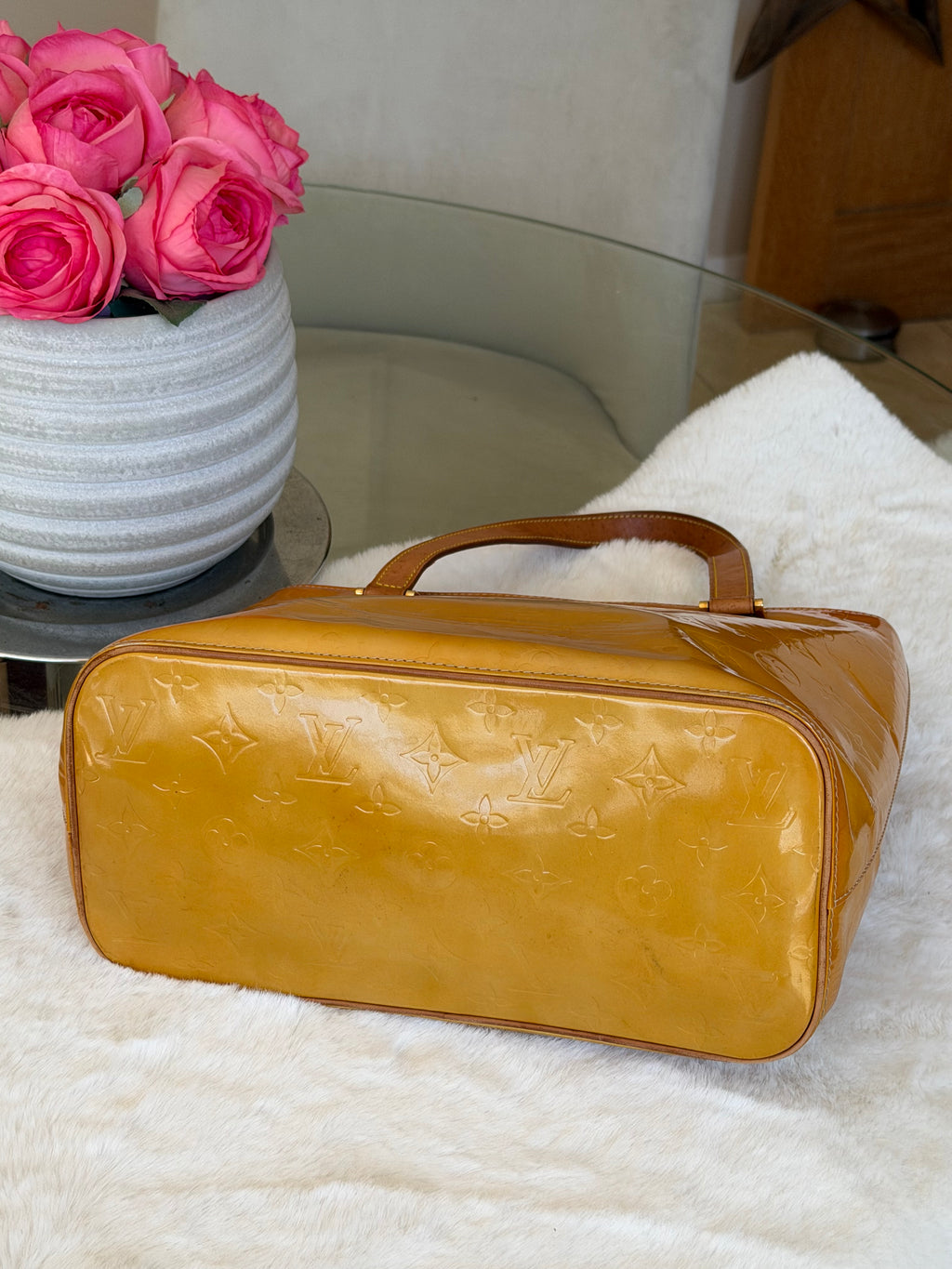 Louis Vuitton Houston in Yellow Vernis Leather