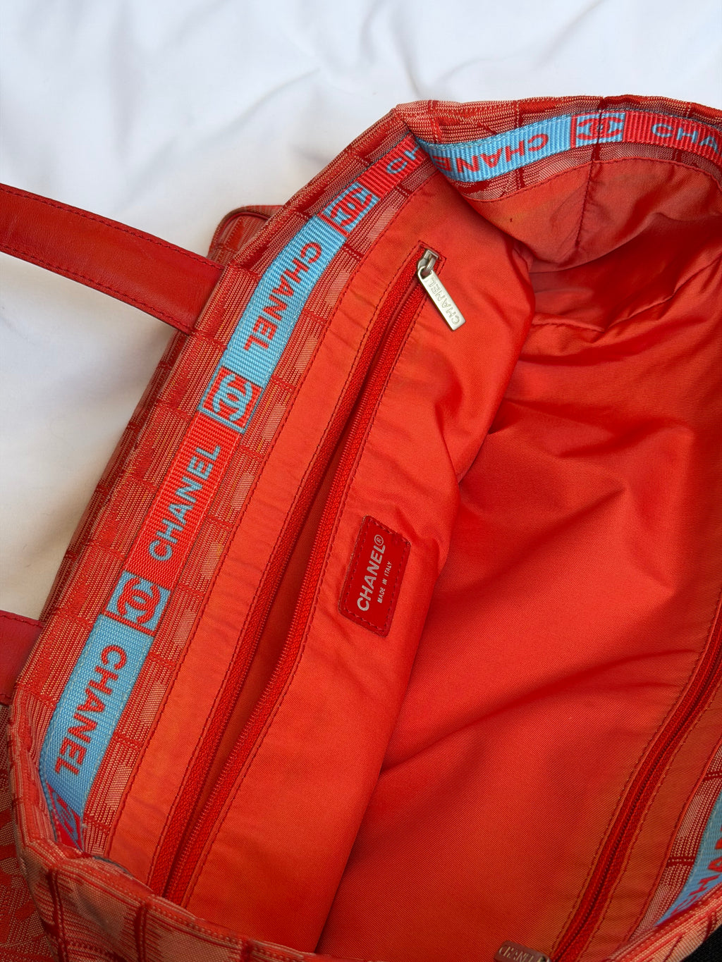 Chanel Travel Line Tote MM in Red Coral