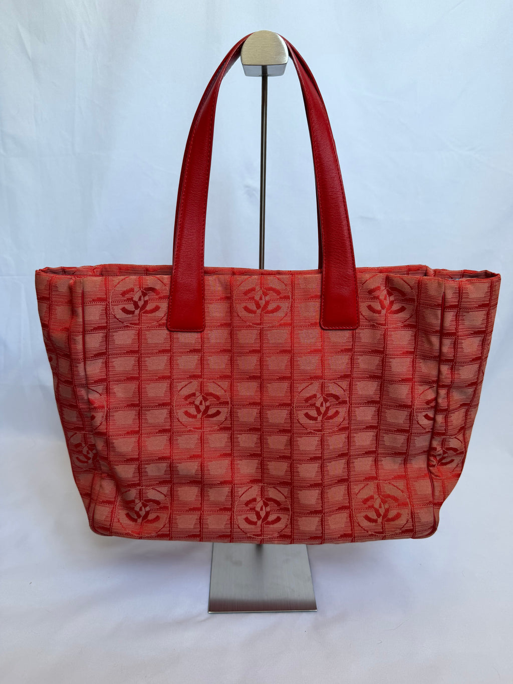 Chanel Travel Line Tote MM in Red Coral