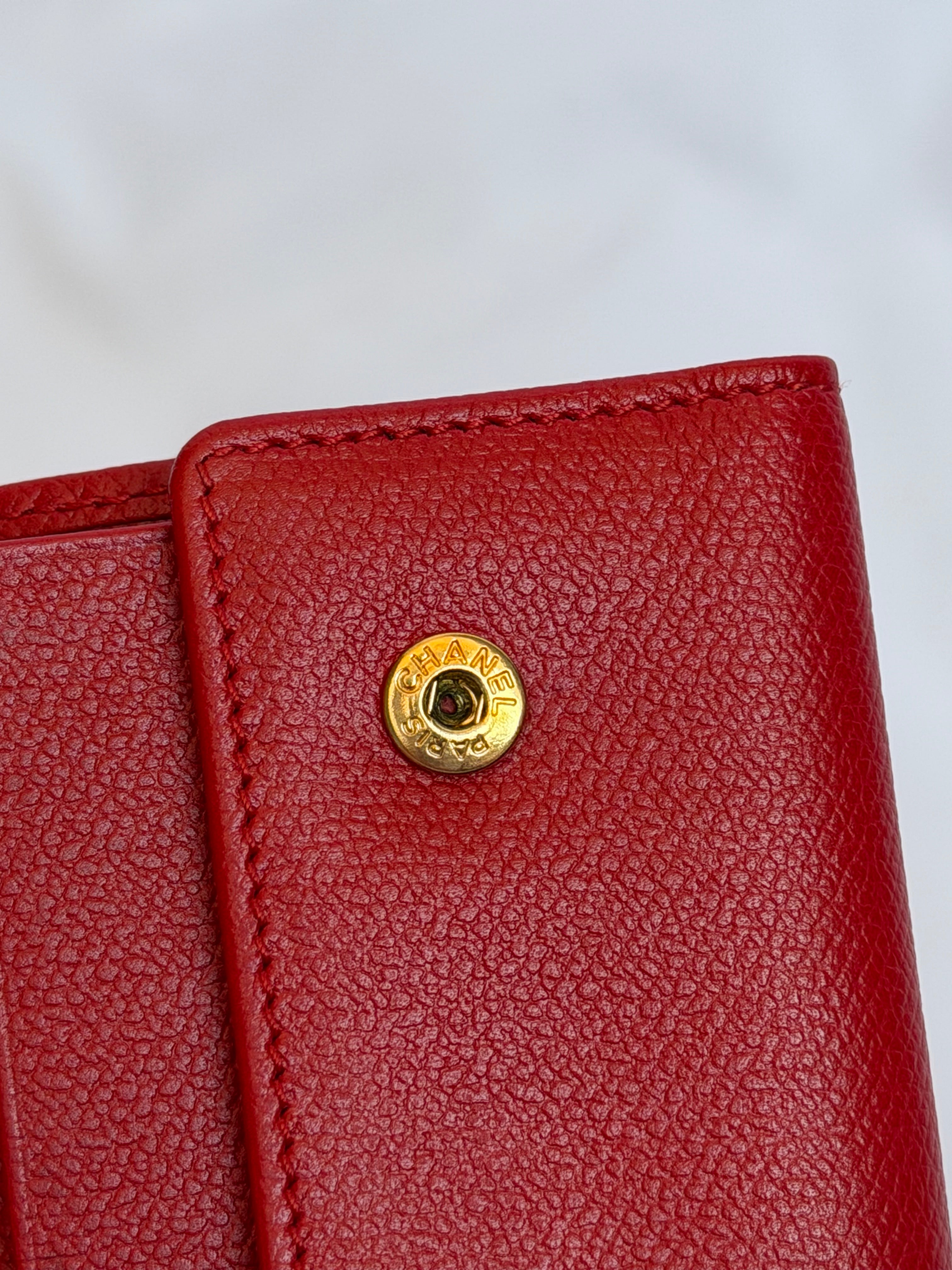 Chanel Red and Gold Leather 6 Key Holder Wallet