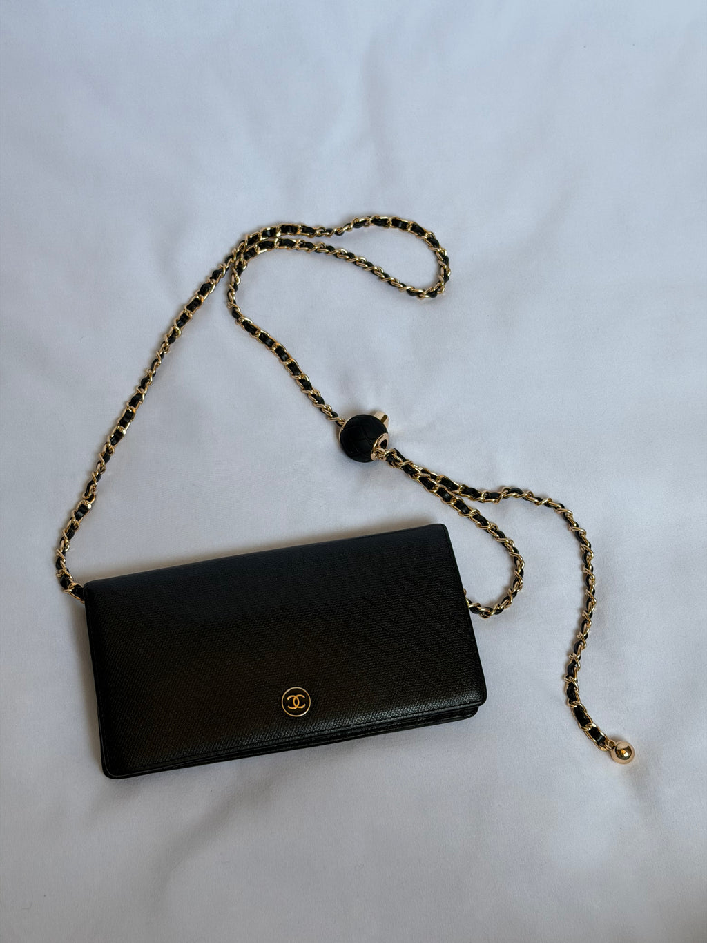 Chanel Wallet on Chain WOC in Black Leather with Gold Logo