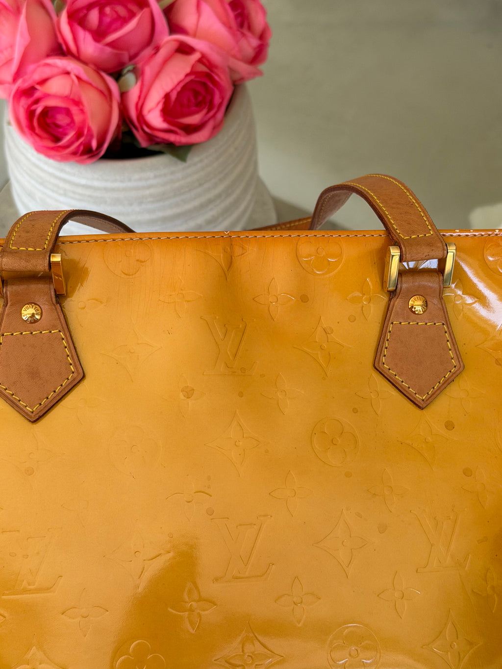Louis Vuitton Houston in Yellow Vernis Leather