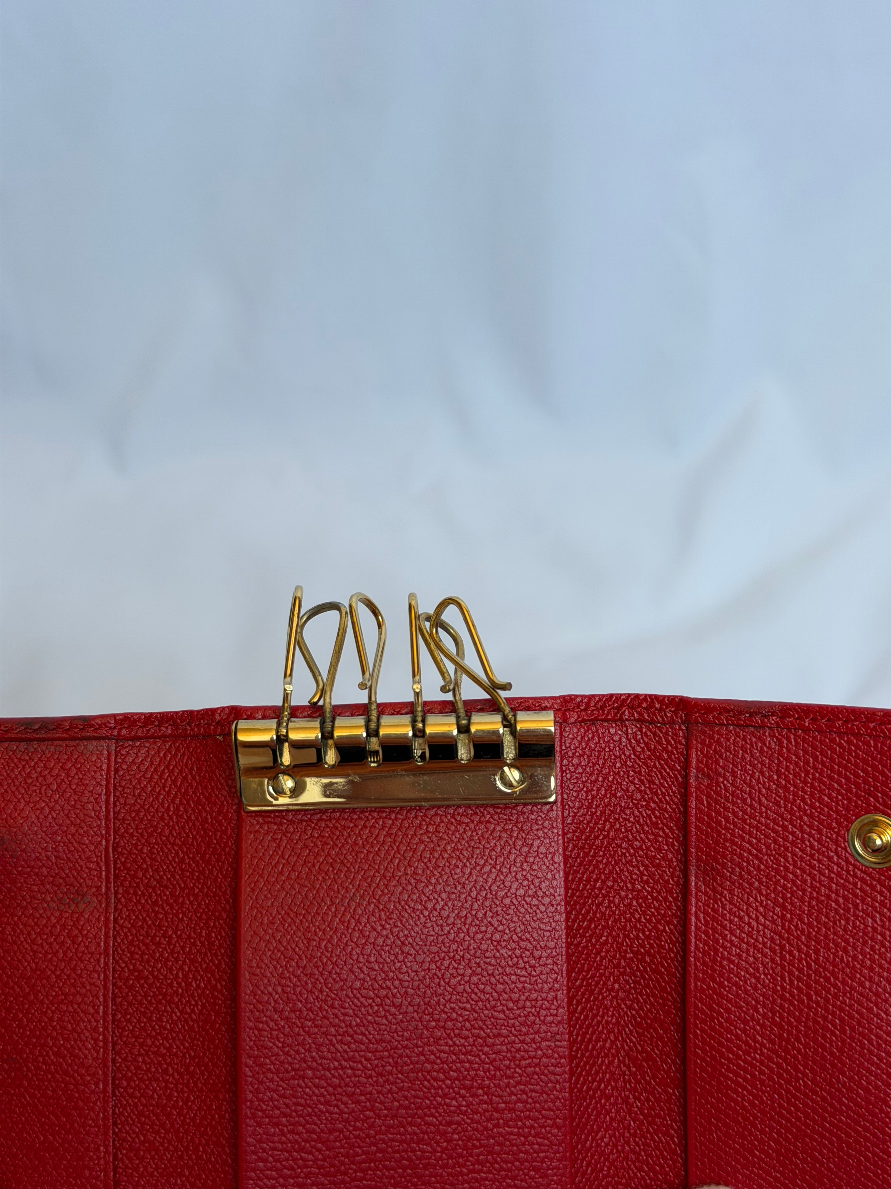Chanel Red and Gold Leather 6 Key Holder Wallet