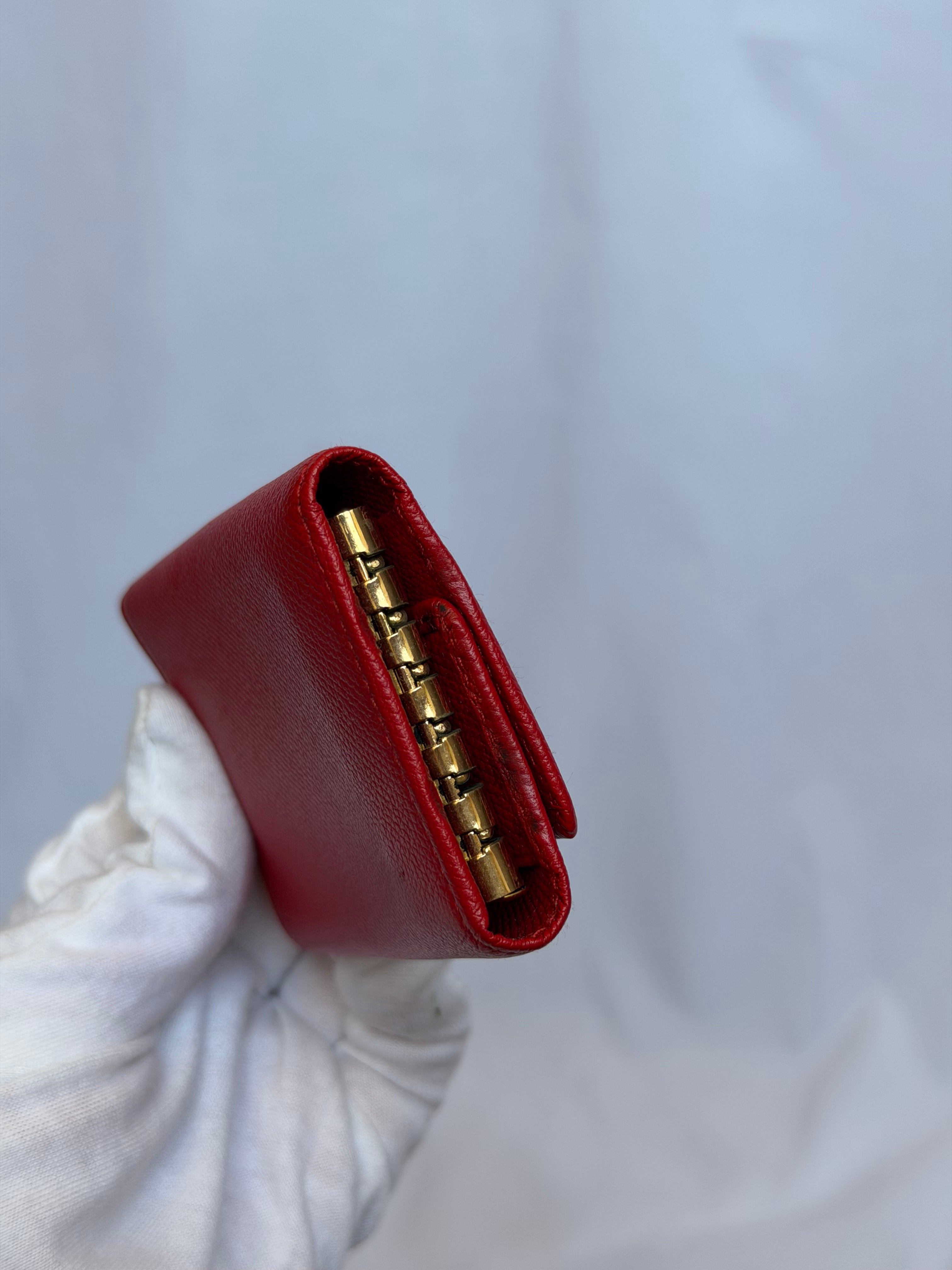 Chanel Red and Gold Leather 6 Key Holder Wallet