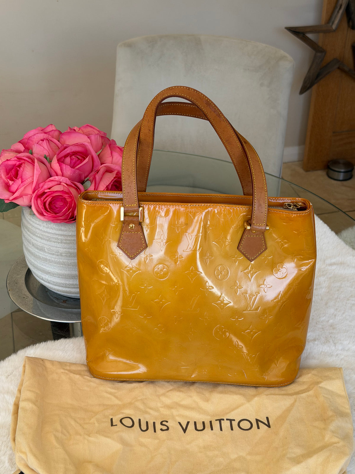 Louis Vuitton Houston in Yellow Vernis Leather