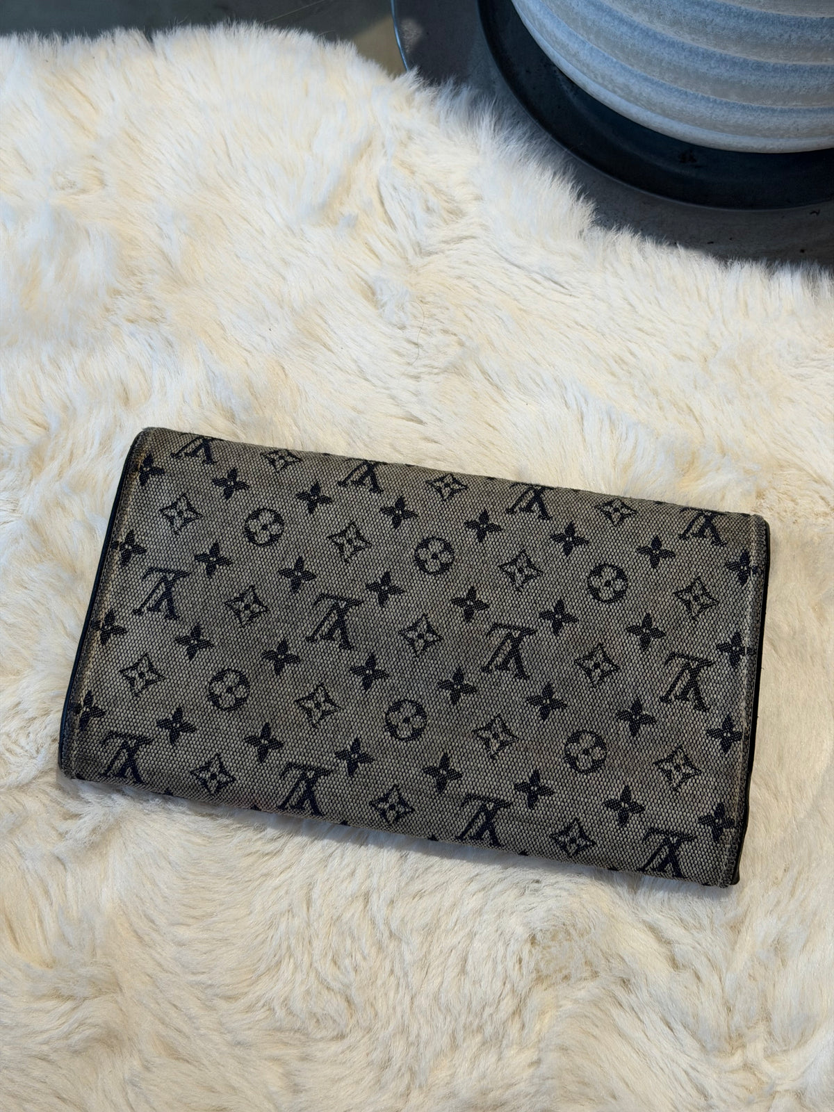Louis Vuitton Porte Tresor International Wallet & 4 Key Holder in Navy Mini Lin Monogram SET