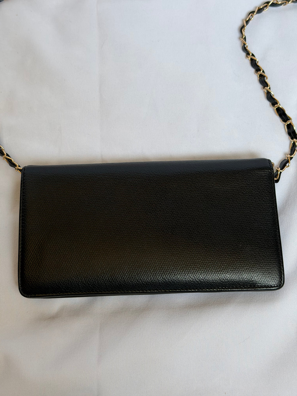 Chanel Wallet on Chain WOC in Black Leather with Gold Logo & Chain