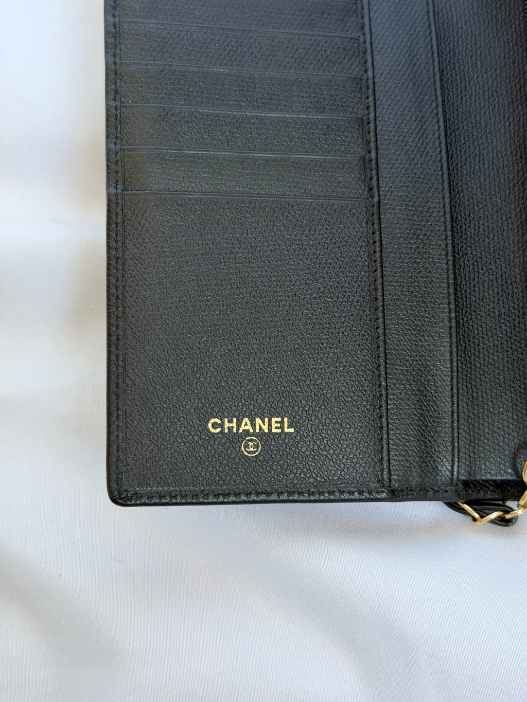 Chanel Wallet on Chain WOC in Black Leather, Gold Logo & Chain