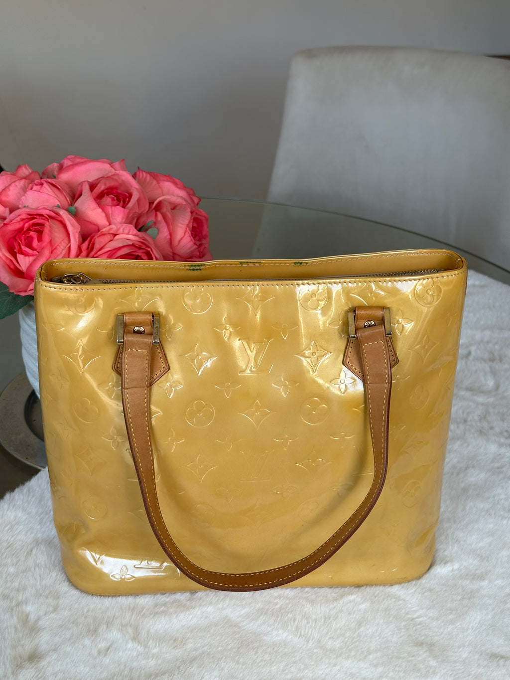 Louis Vuitton Houston Gold - Yellow Vernis Leather