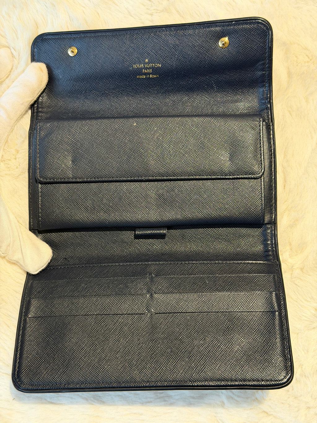 Louis Vuitton Porte Tresor International Wallet in Navy Mini Lin Monogram