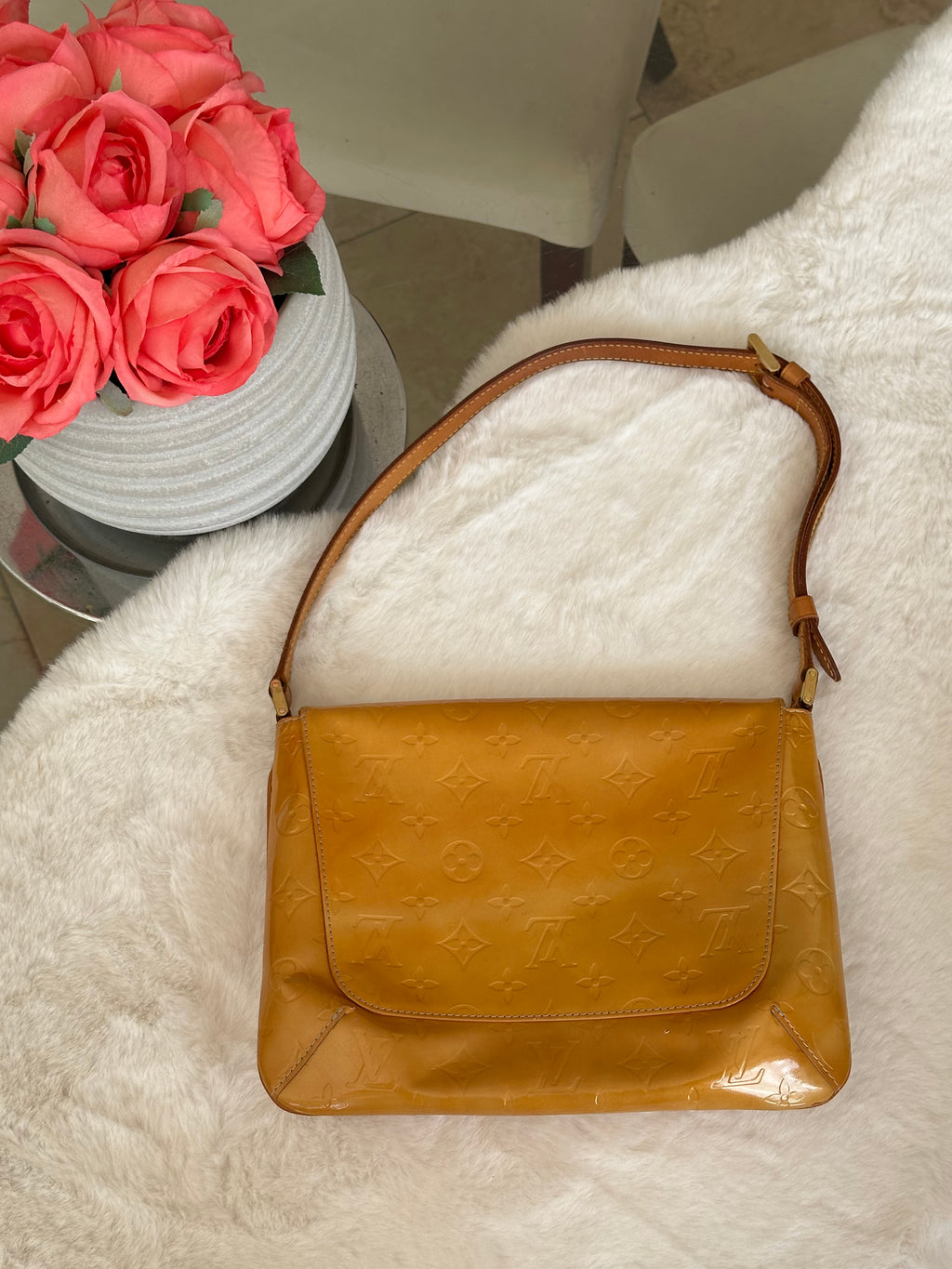 Louis Vuitton Thompson Street in Orange Vernis Leather