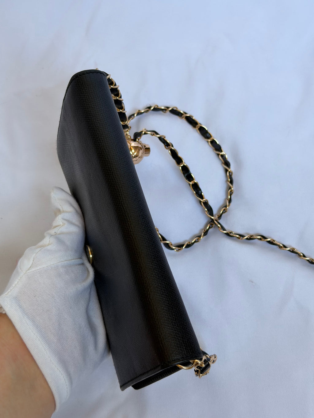 Chanel Wallet on Chain WOC in Black Leather, Gold Logo & Chain