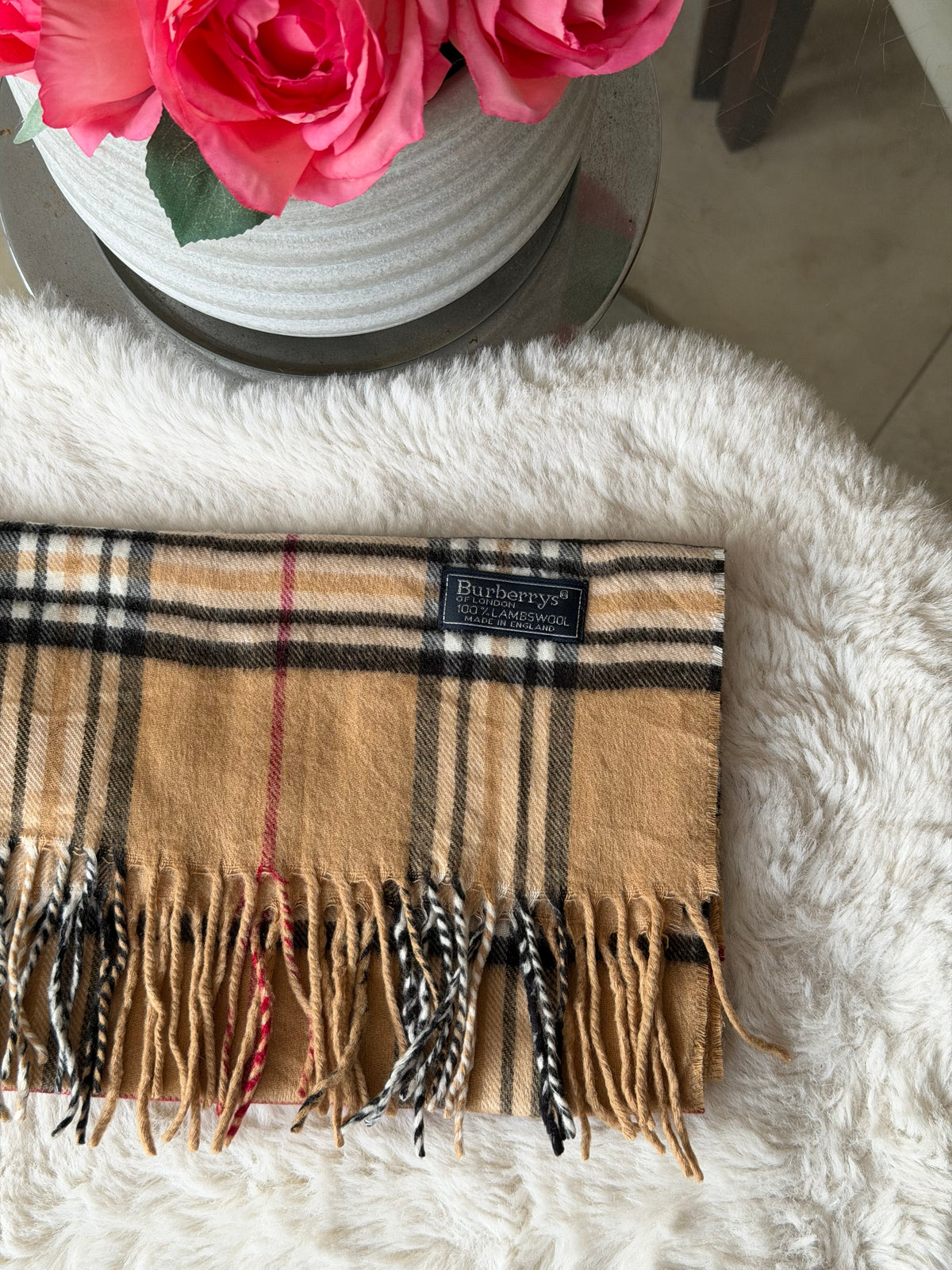 Burberry Classic Lambswool Scarf in Camel Nova Check