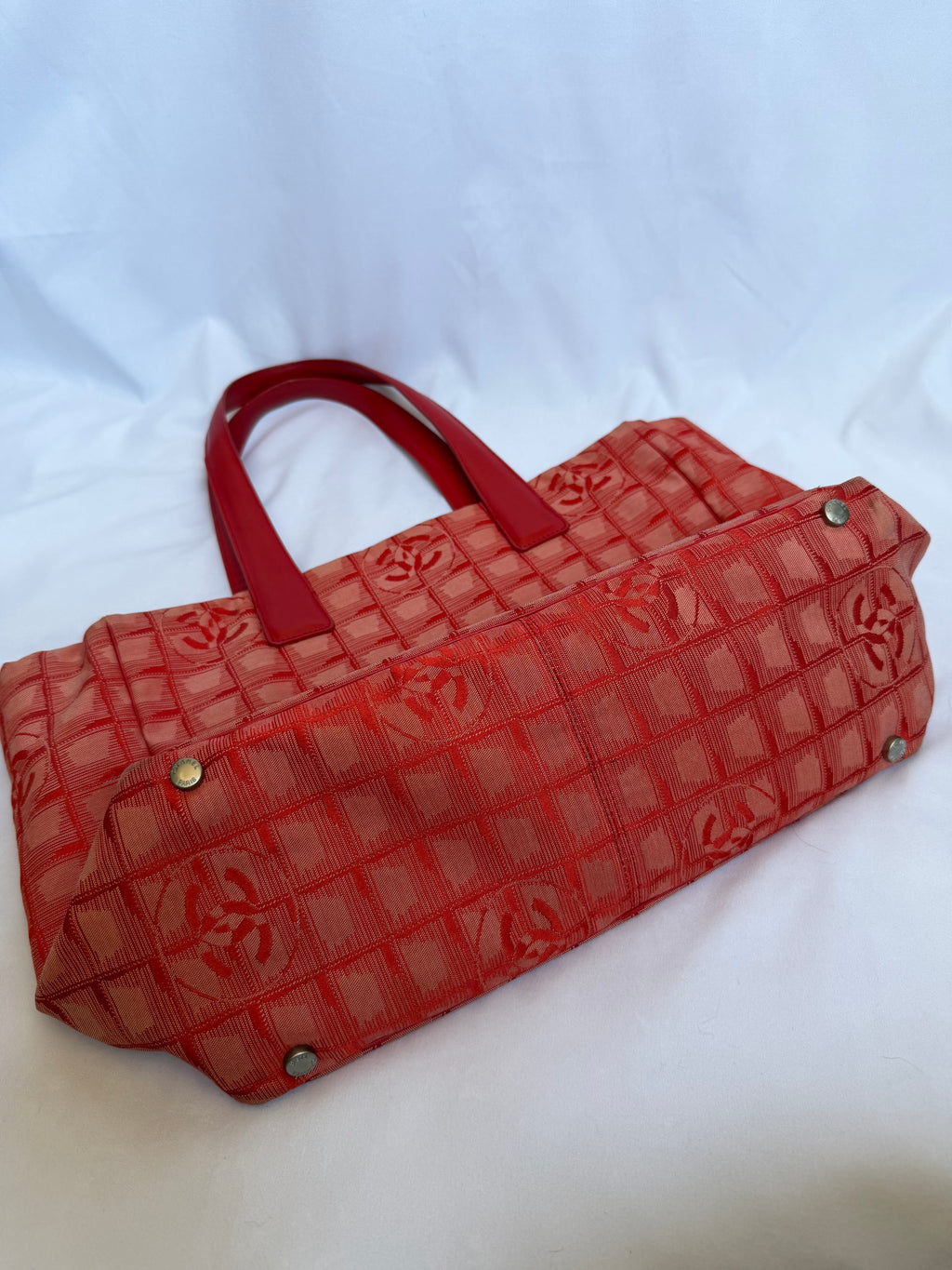 Chanel Travel Line Tote MM in Red Coral