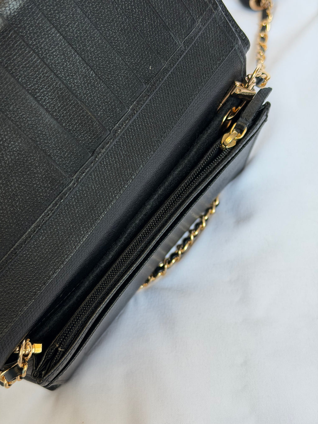 Chanel Wallet on Chain WOC in Black Leather with Gold Logo