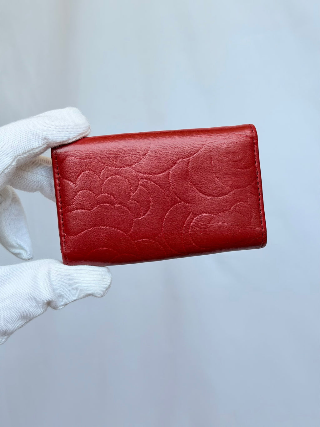 Chanel Red and Silver 6 Key Holder Wallet