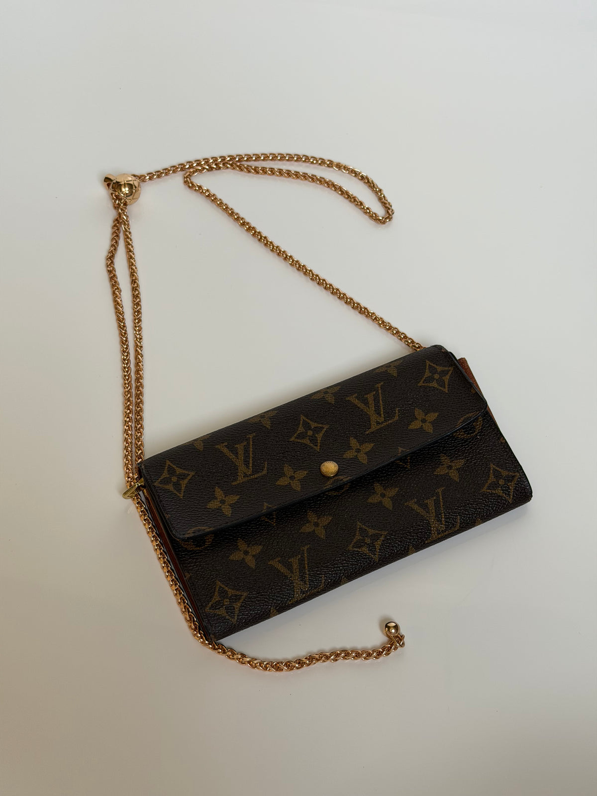 Louis Vuitton Wallet on Chain in Monogram Canvas & Adjustable Unbranded Strap