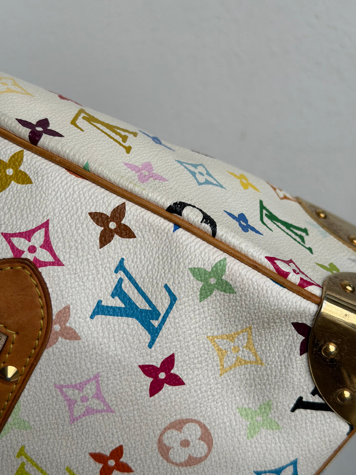 Louis Vuitton X Takashi Murakami Boulonge in White Multicolour Monogram Canvas