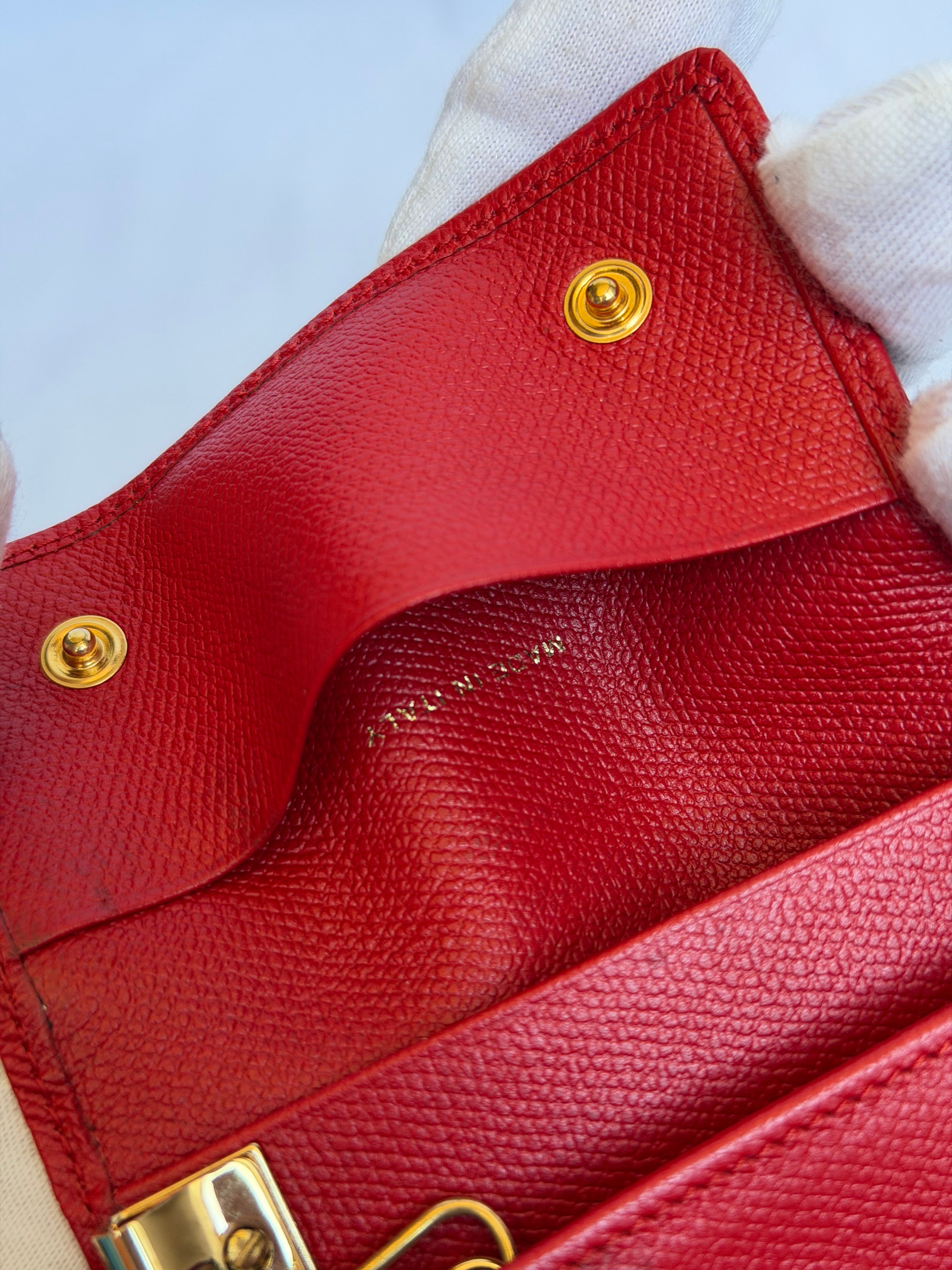 Chanel Red and Gold Leather 6 Key Holder Wallet