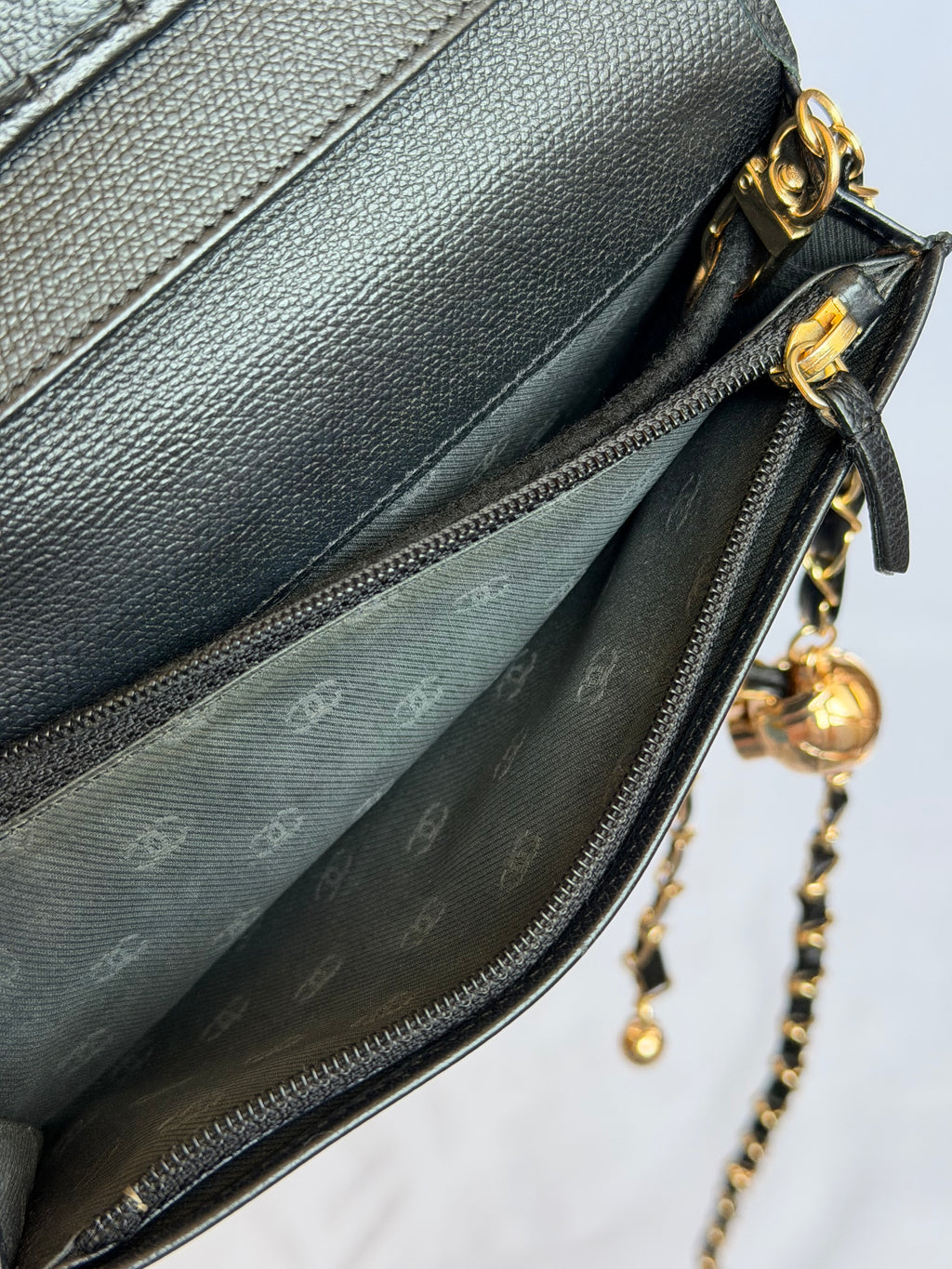 Chanel Wallet on Chain WOC in Black Leather with Gold Logo & Chain