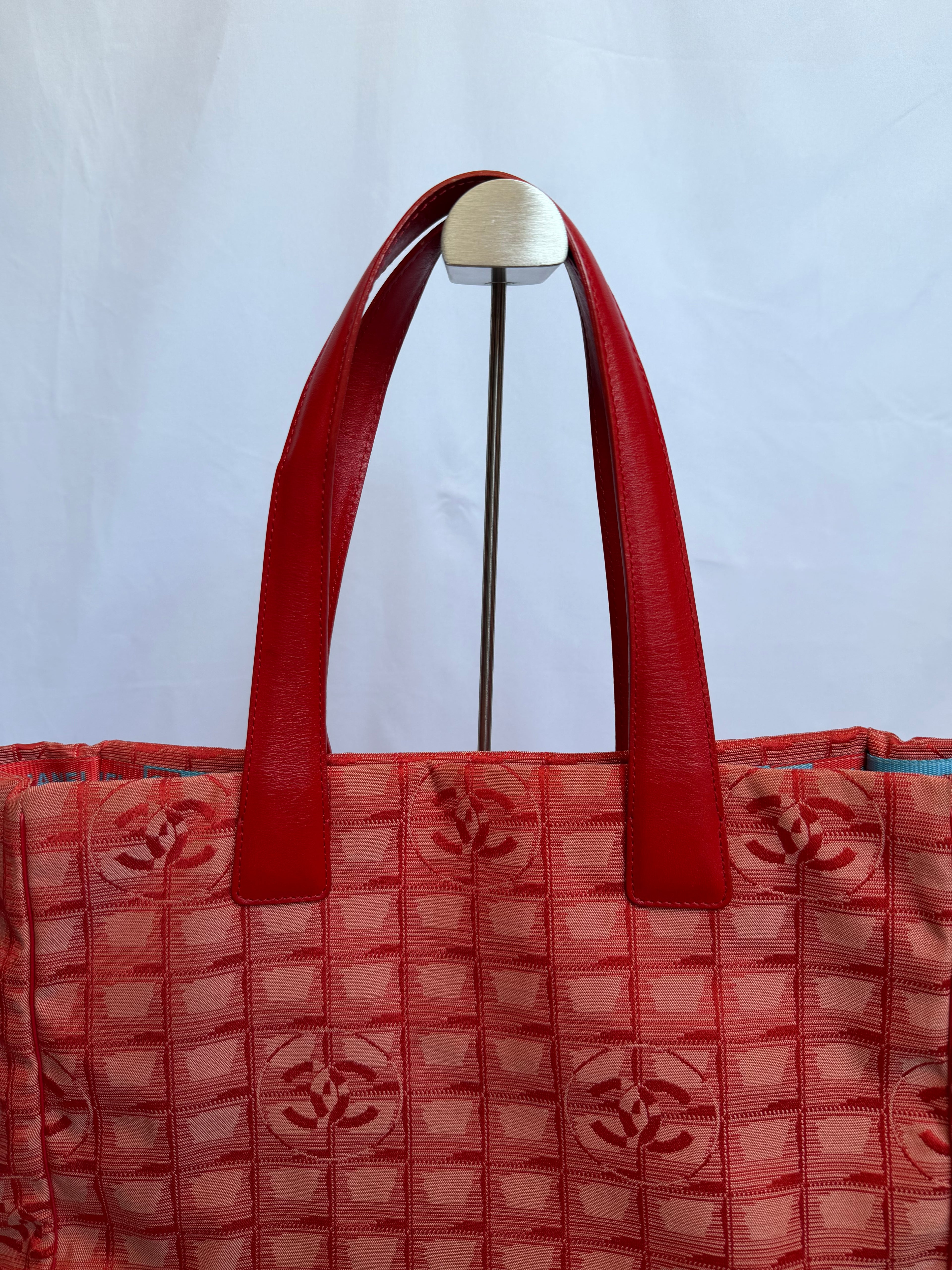 Chanel Travel Line Tote MM in Red Coral