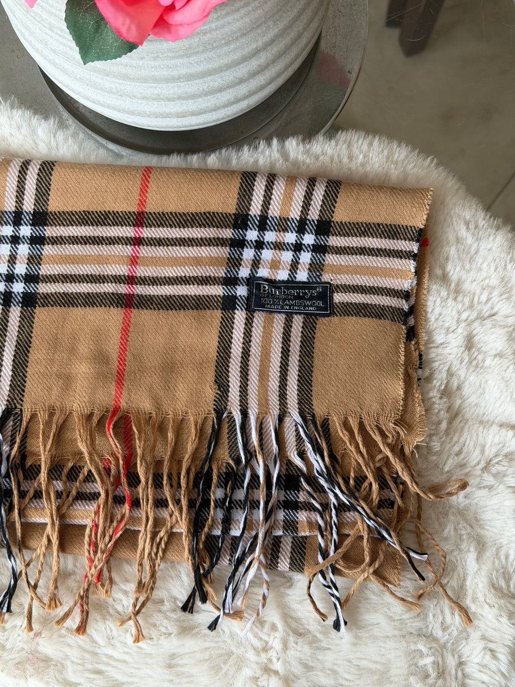 Burberry Classic Lambswool Scarf in Camel Nova Check