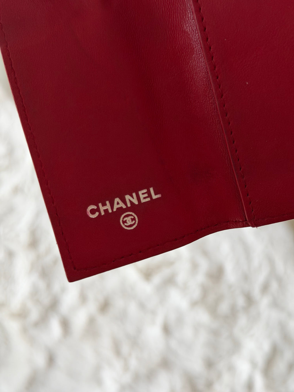 Chanel Red and Silver 6 Key Holder Wallet