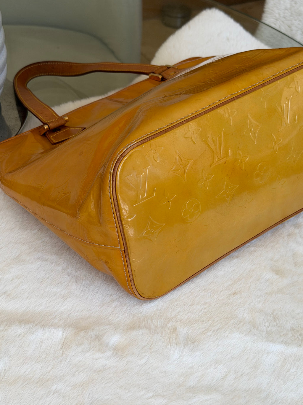 Louis Vuitton Houston in Yellow Vernis Leather