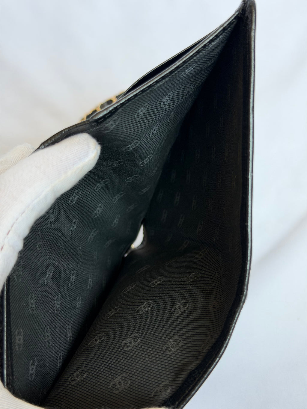 Chanel Wallet on Chain WOC in Black Leather with Gold Solid Logo