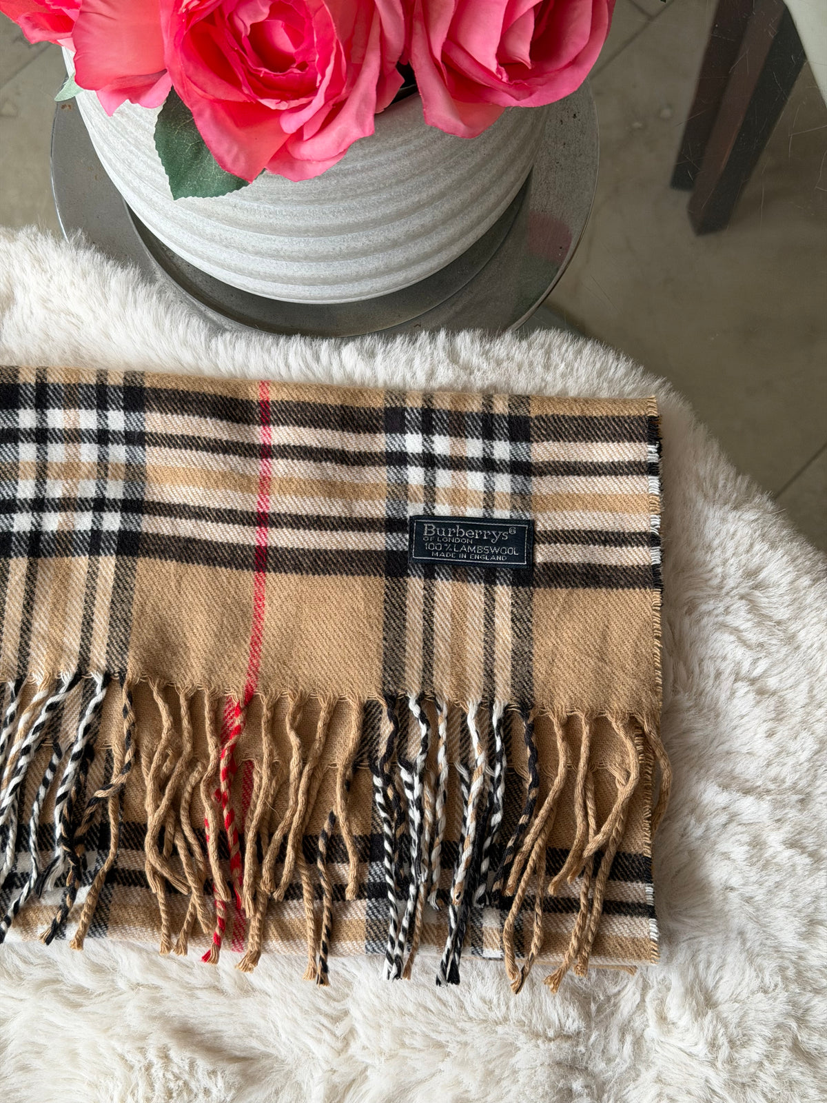 Burberry Classic Lambswool Scarf in Camel Nova Check