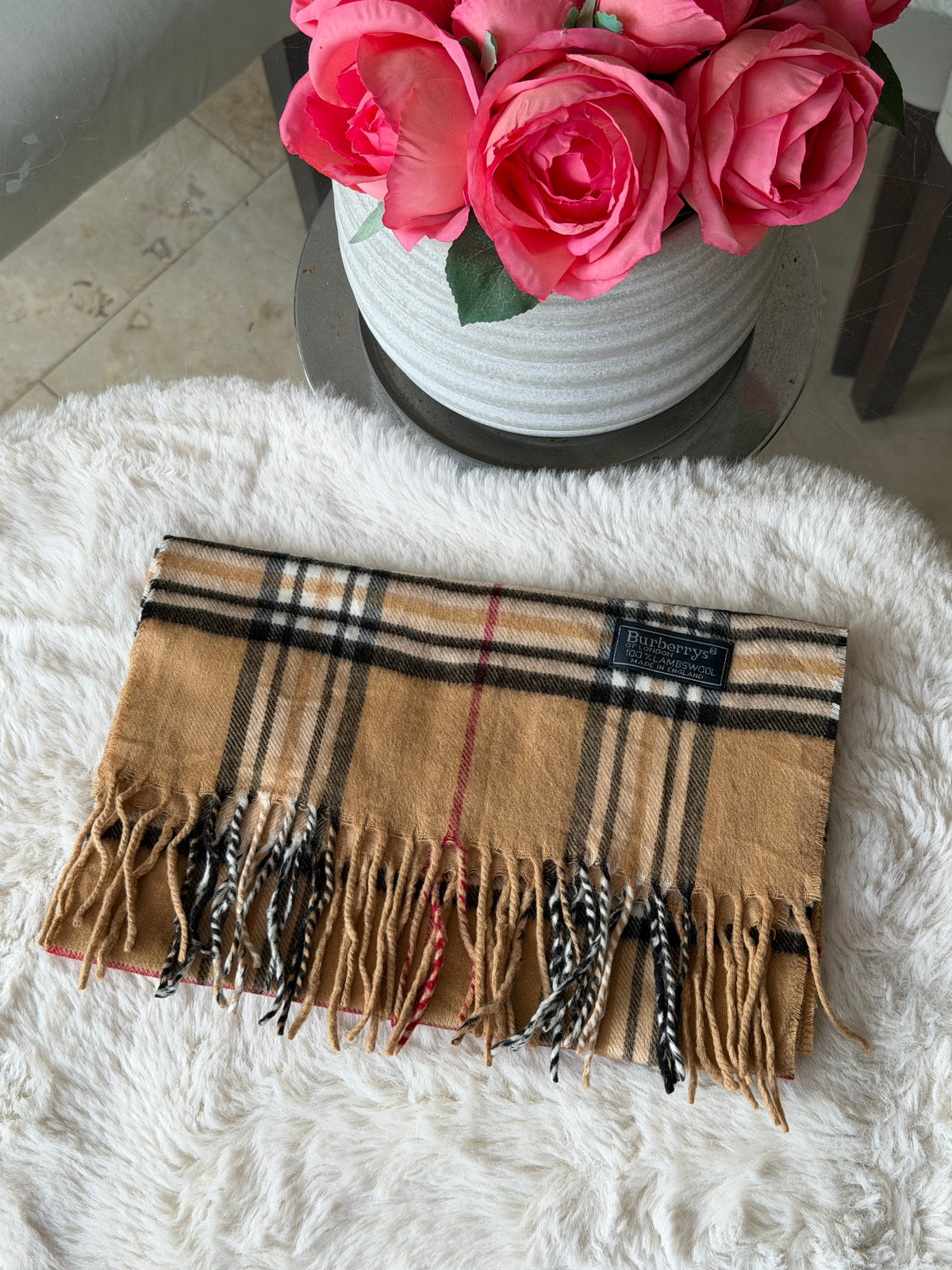 Burberry Classic Lambswool Scarf in Camel Nova Check