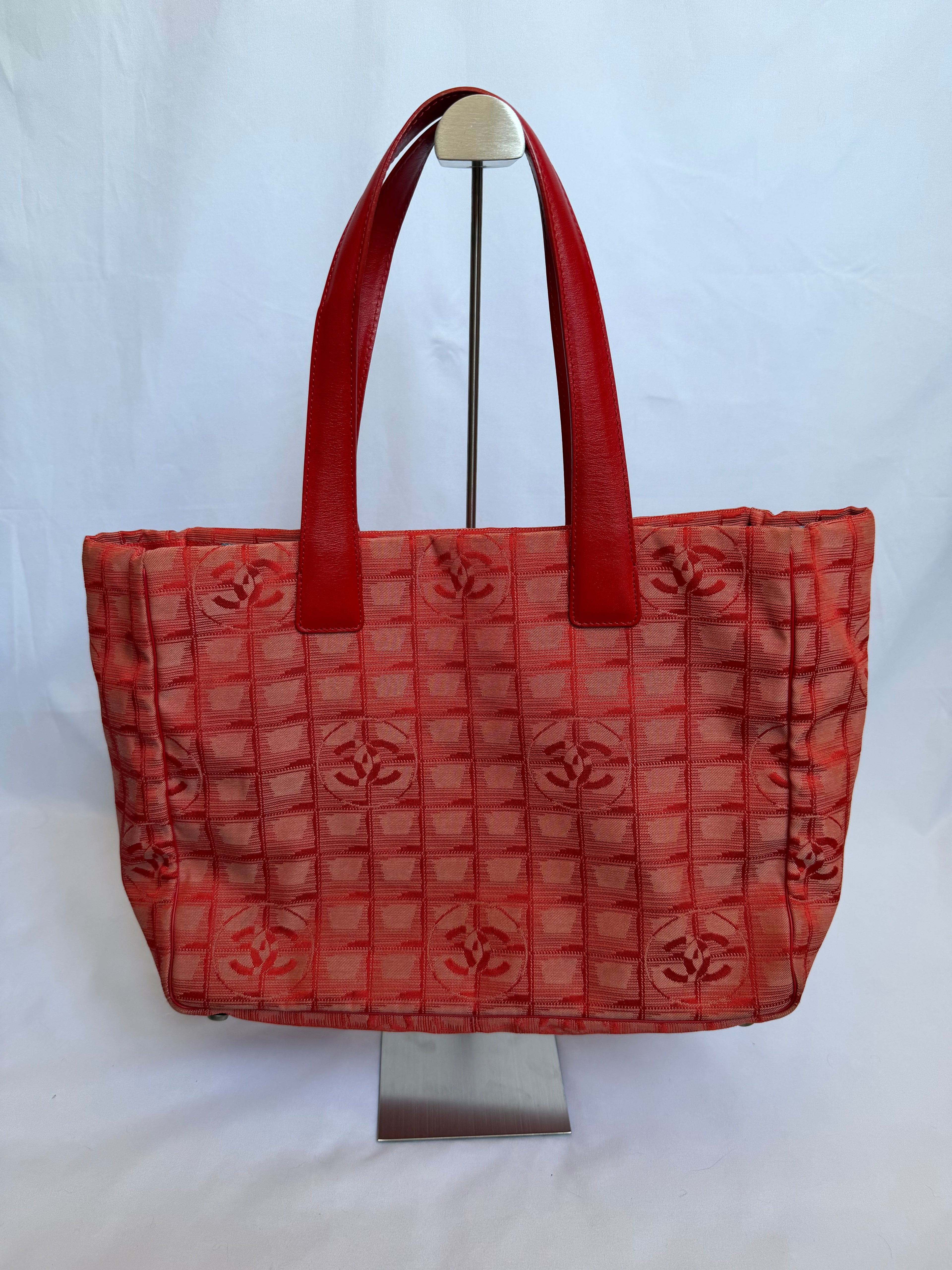 Chanel Travel Line Tote MM in Red Coral